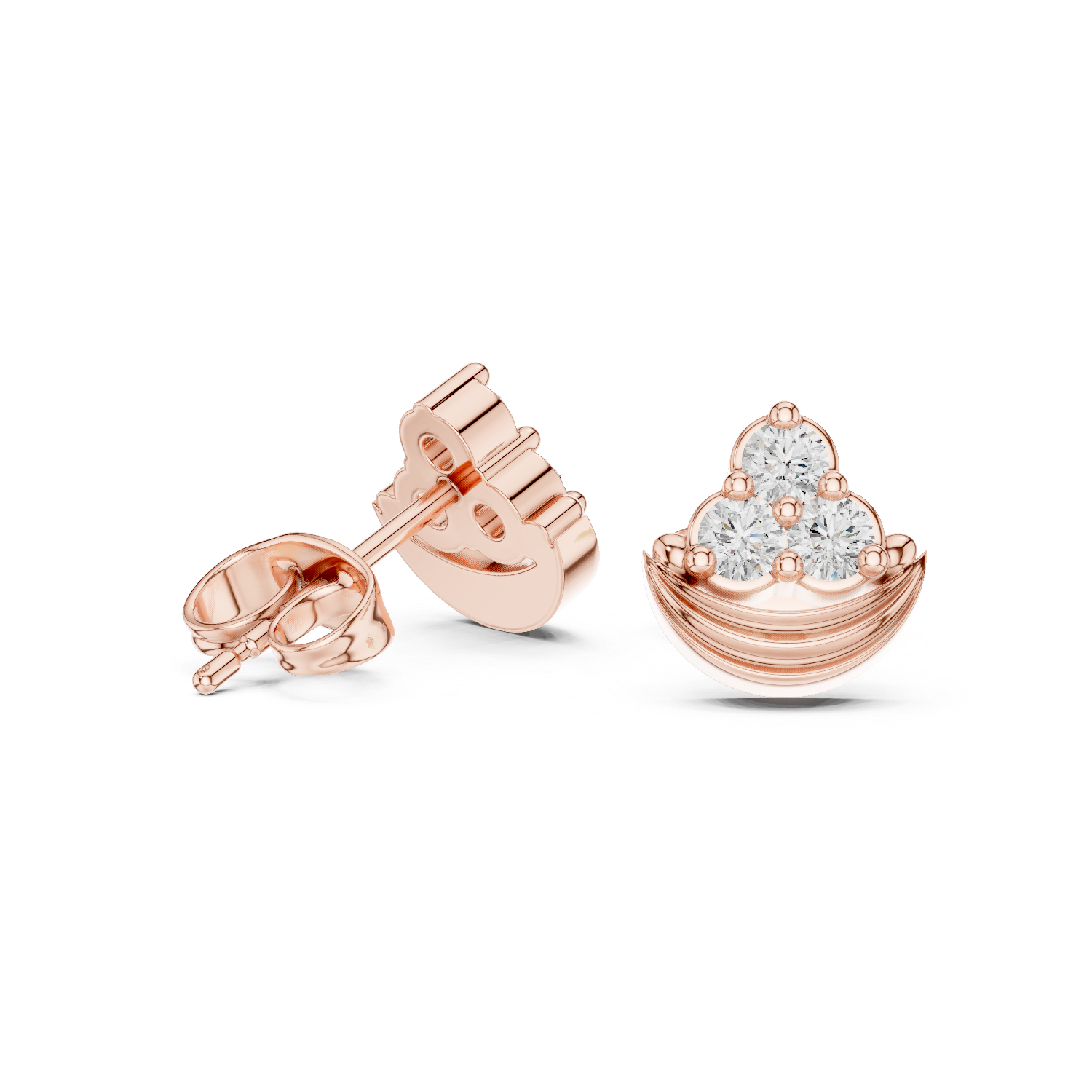 The Meudon Earrings - Crescent Diamond Cluster Studs