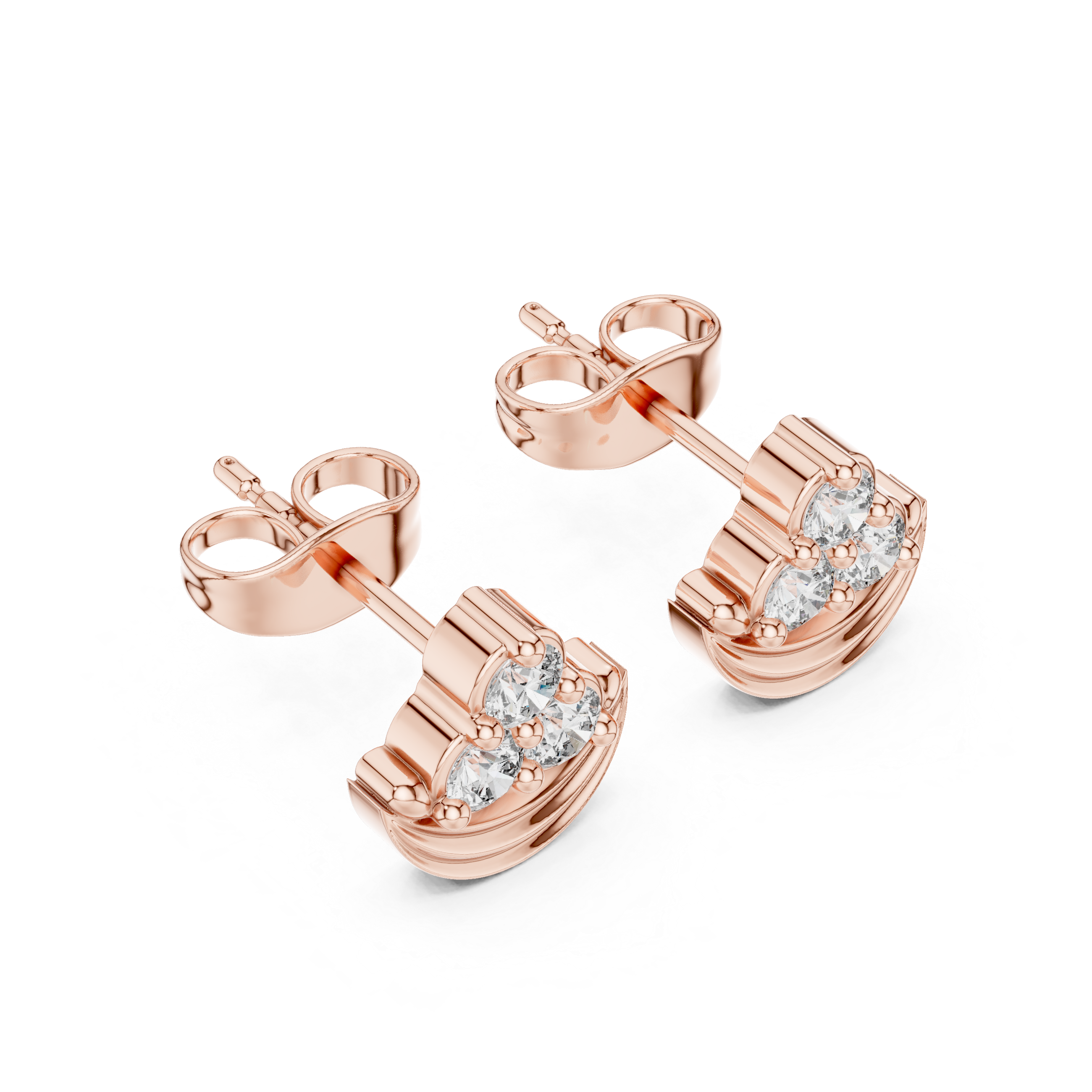 The Meudon Earrings - Crescent Diamond Cluster Studs