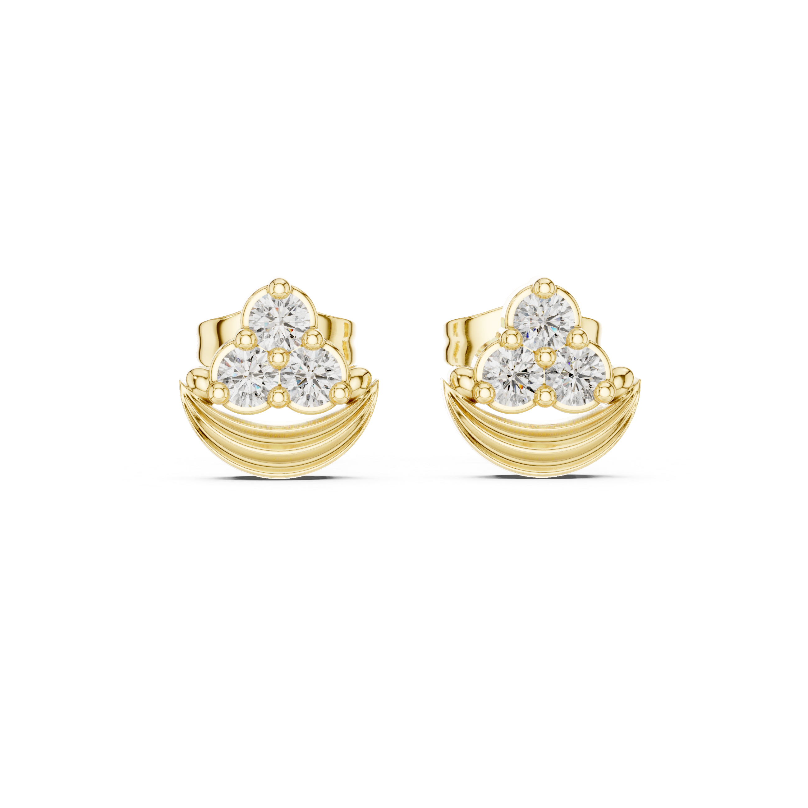 The Meudon Earrings - Crescent Diamond Cluster Studs