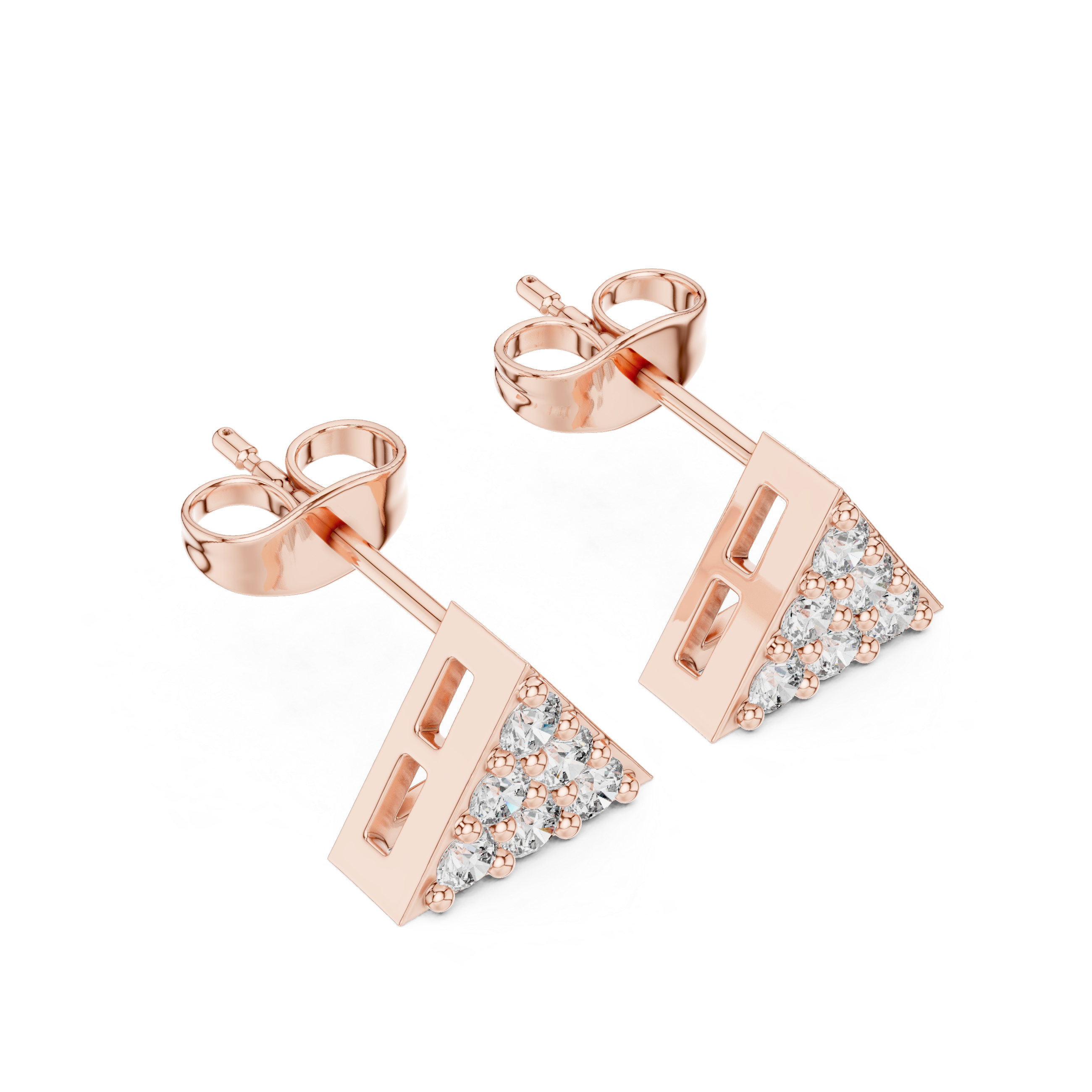 The Jouy-en-Josas Earrings - Geometric Pavé Triangle Studs