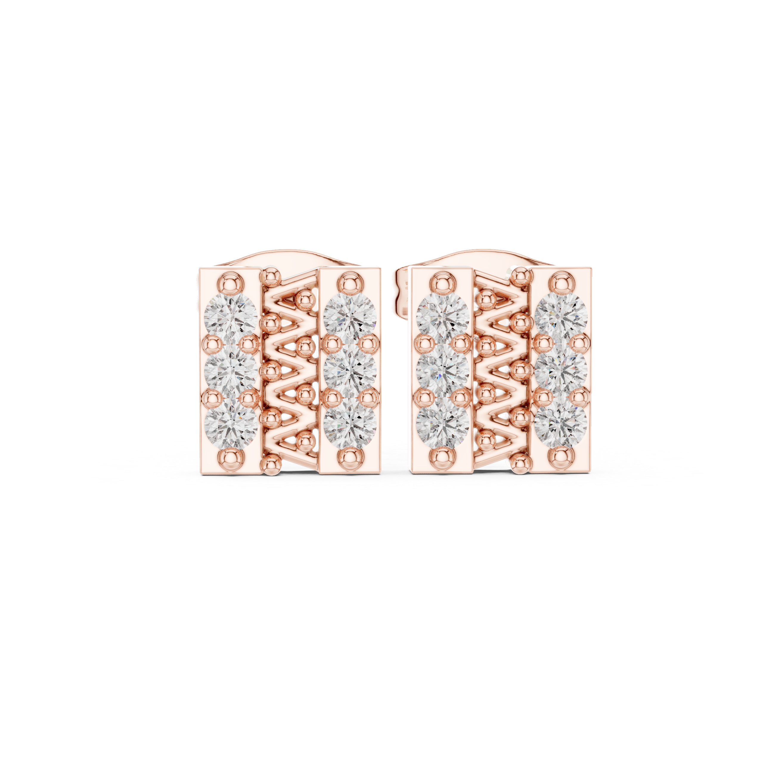 The Bièvres Earrings - Linear Pavé Diamond Bar Studs