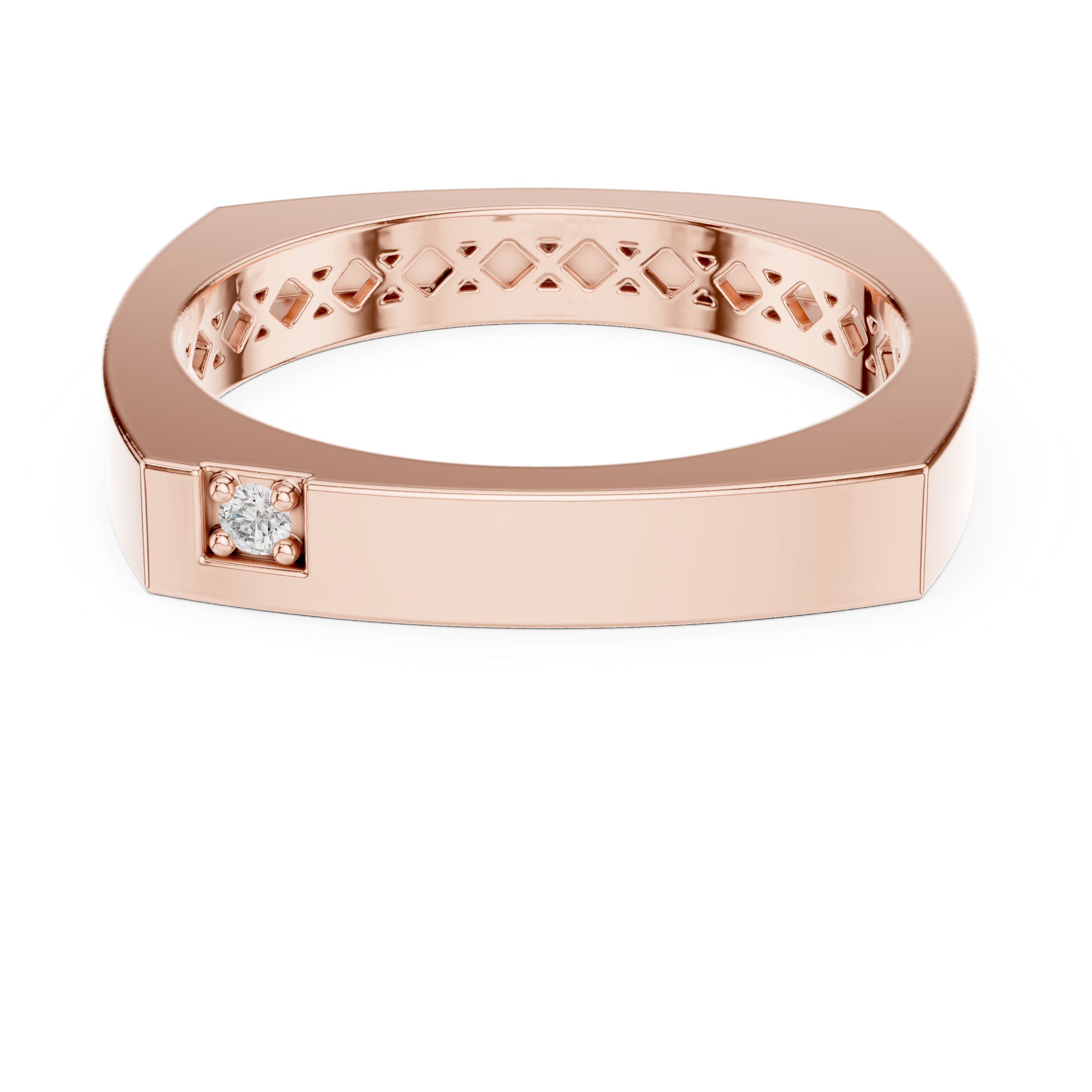 The Cernobbio Ring - Soft Square Band with Diamond Accent
