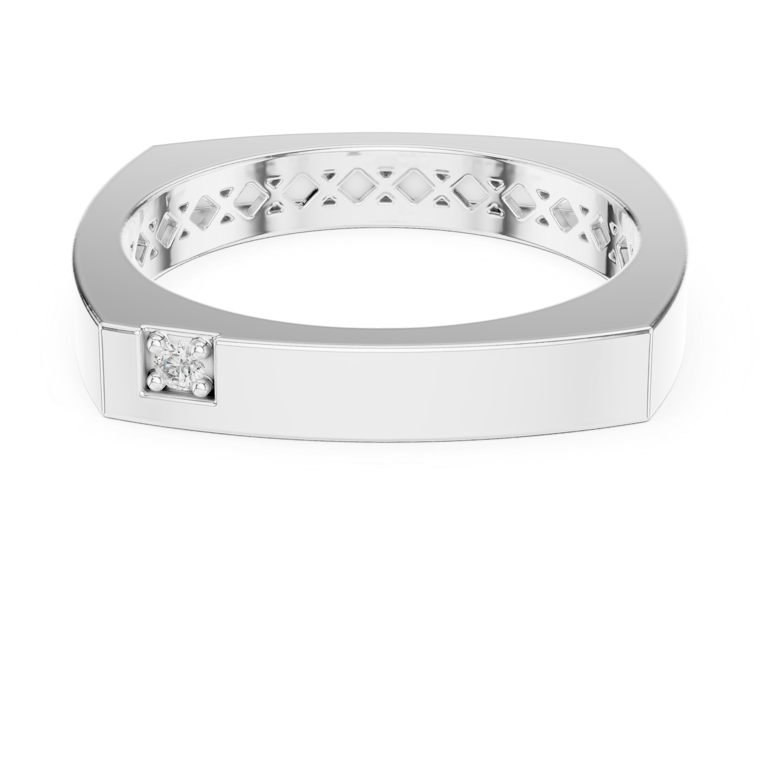 The Cernobbio Ring - Soft Square Band with Diamond Accent
