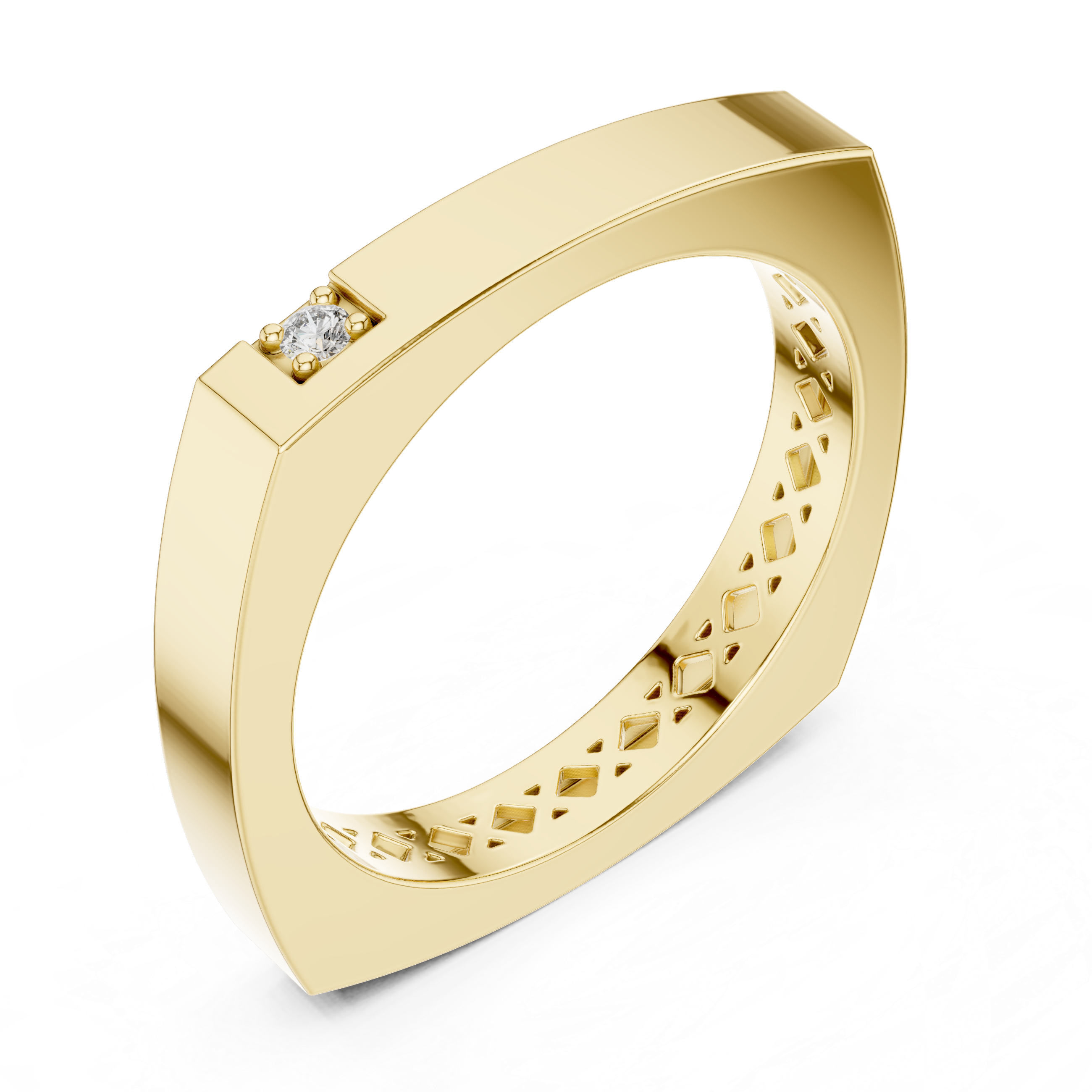 The Cernobbio Ring - Soft Square Band with Diamond Accent