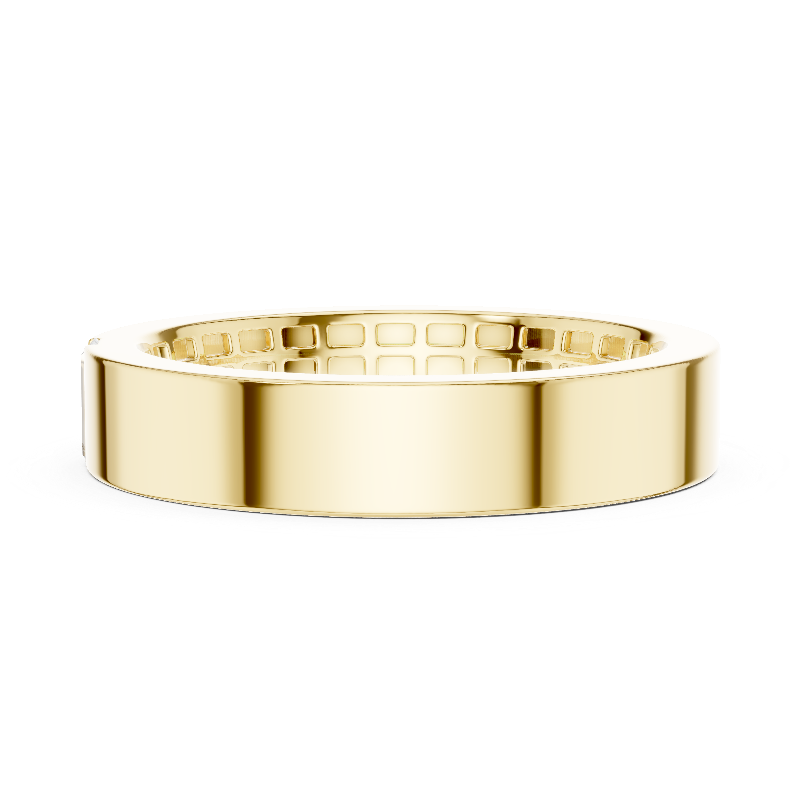 The Stresa Ring - Flat Band with Flush Set Baguette Diamond