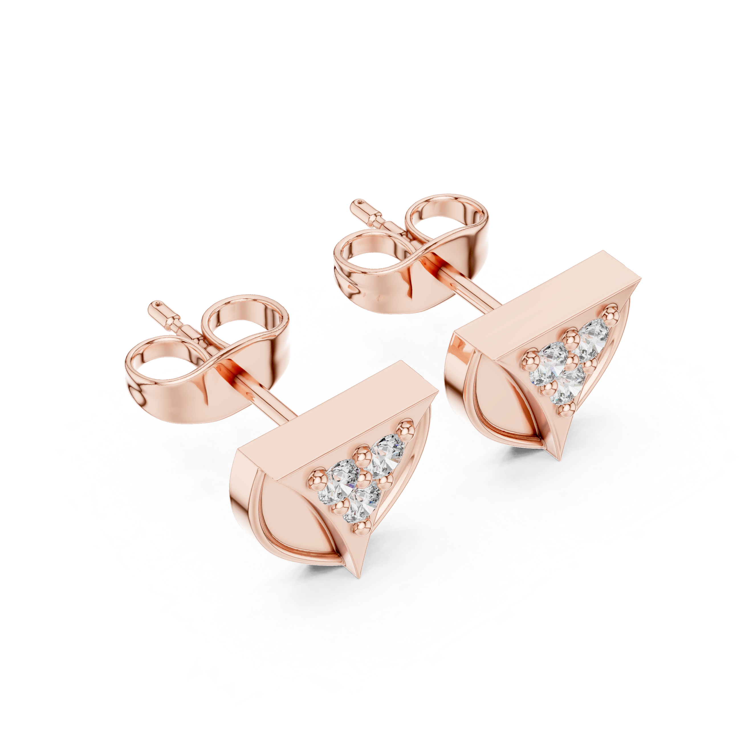 The Laglio Earrings - Shield-Cut Pavé Diamond Studs
