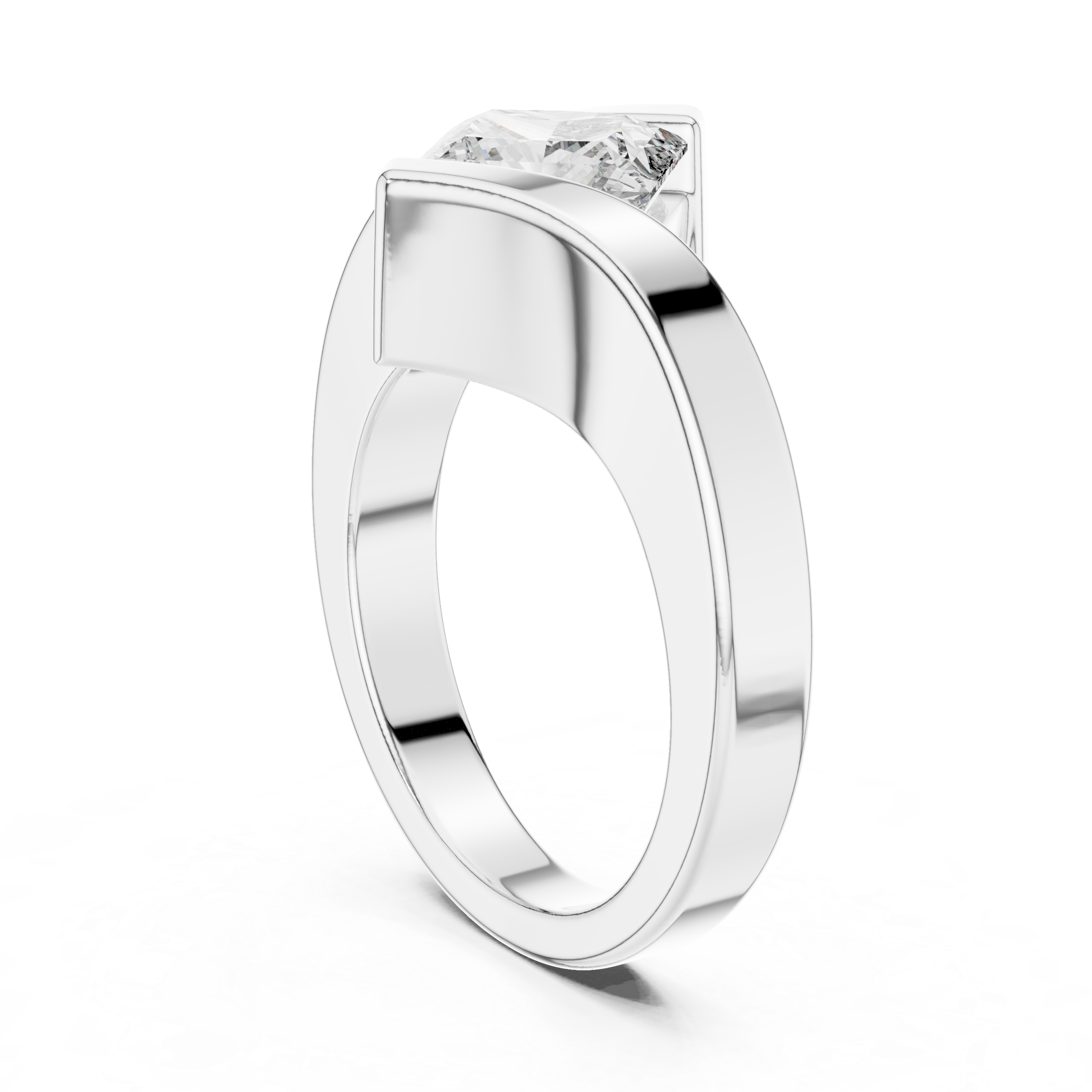 The Bergamo Ring - Modern Bypass Princess Cut Solitaire