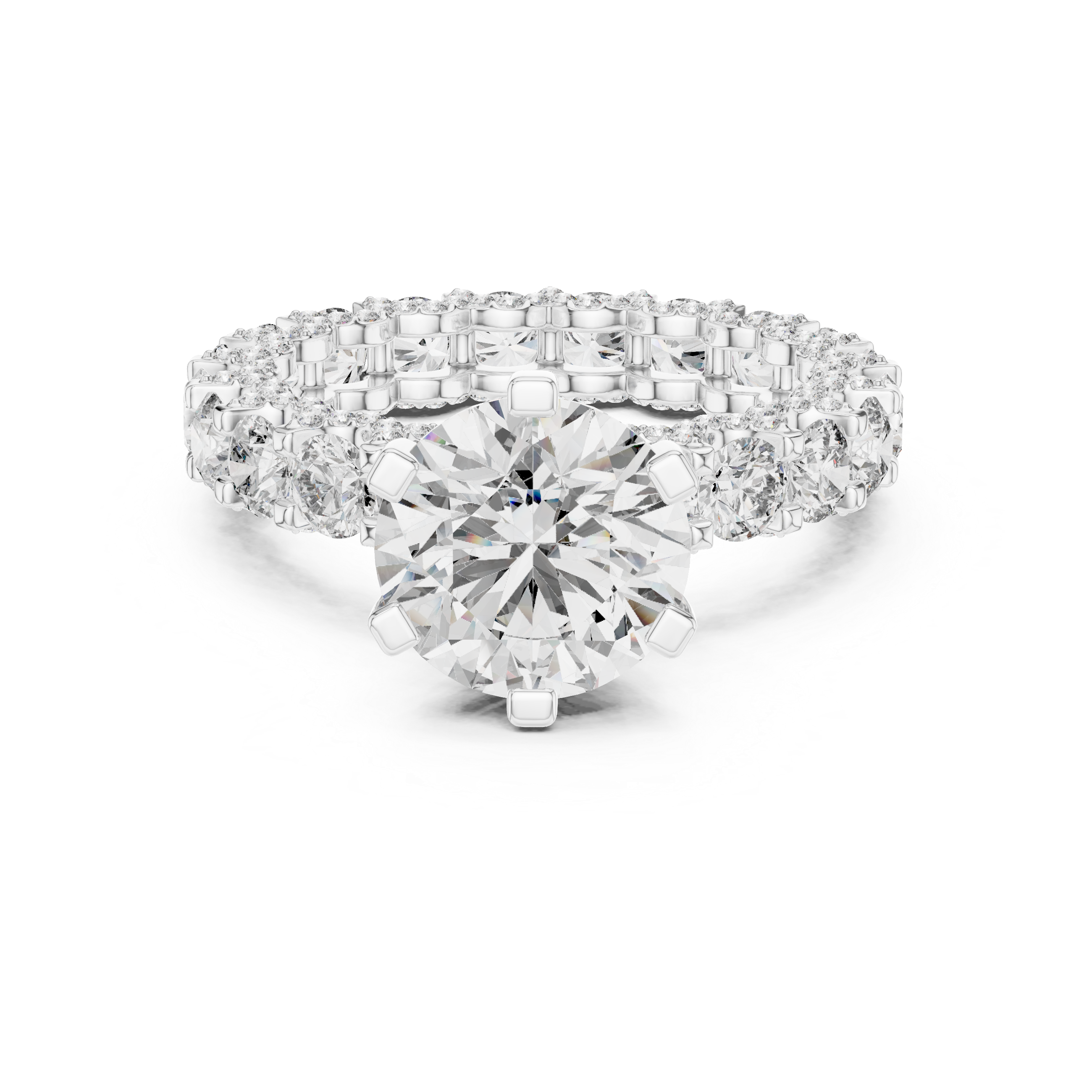 The Castel Gandolfo Ring - Round Solitaire with Diamond Bubble Band