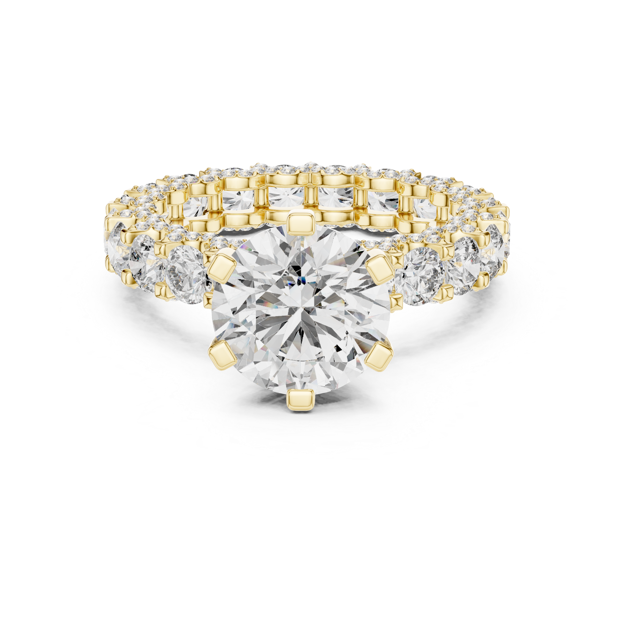 The Castel Gandolfo Ring - Round Solitaire with Diamond Bubble Band