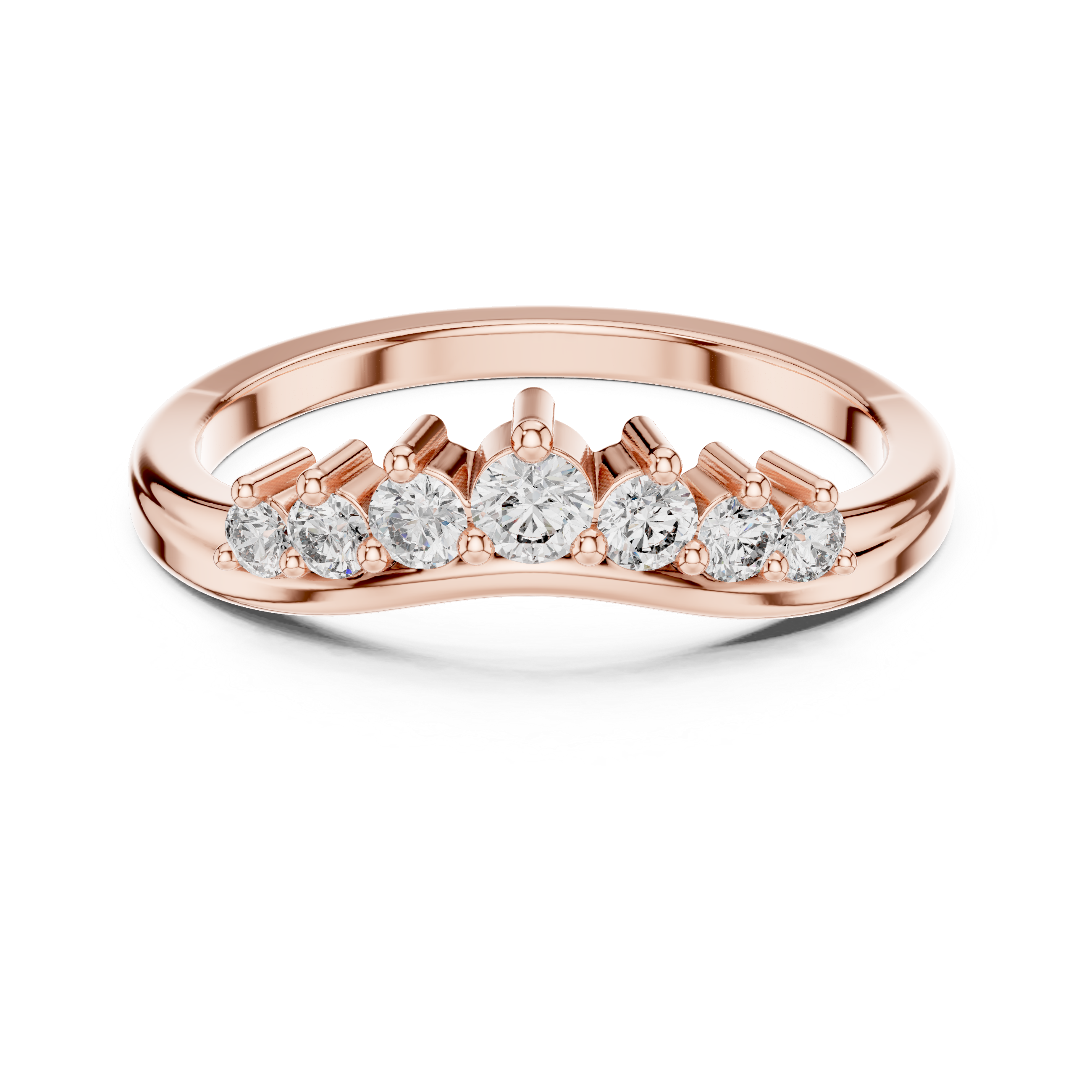 The Marino Ring - Seven Stone Graduated Diamond Curved Band