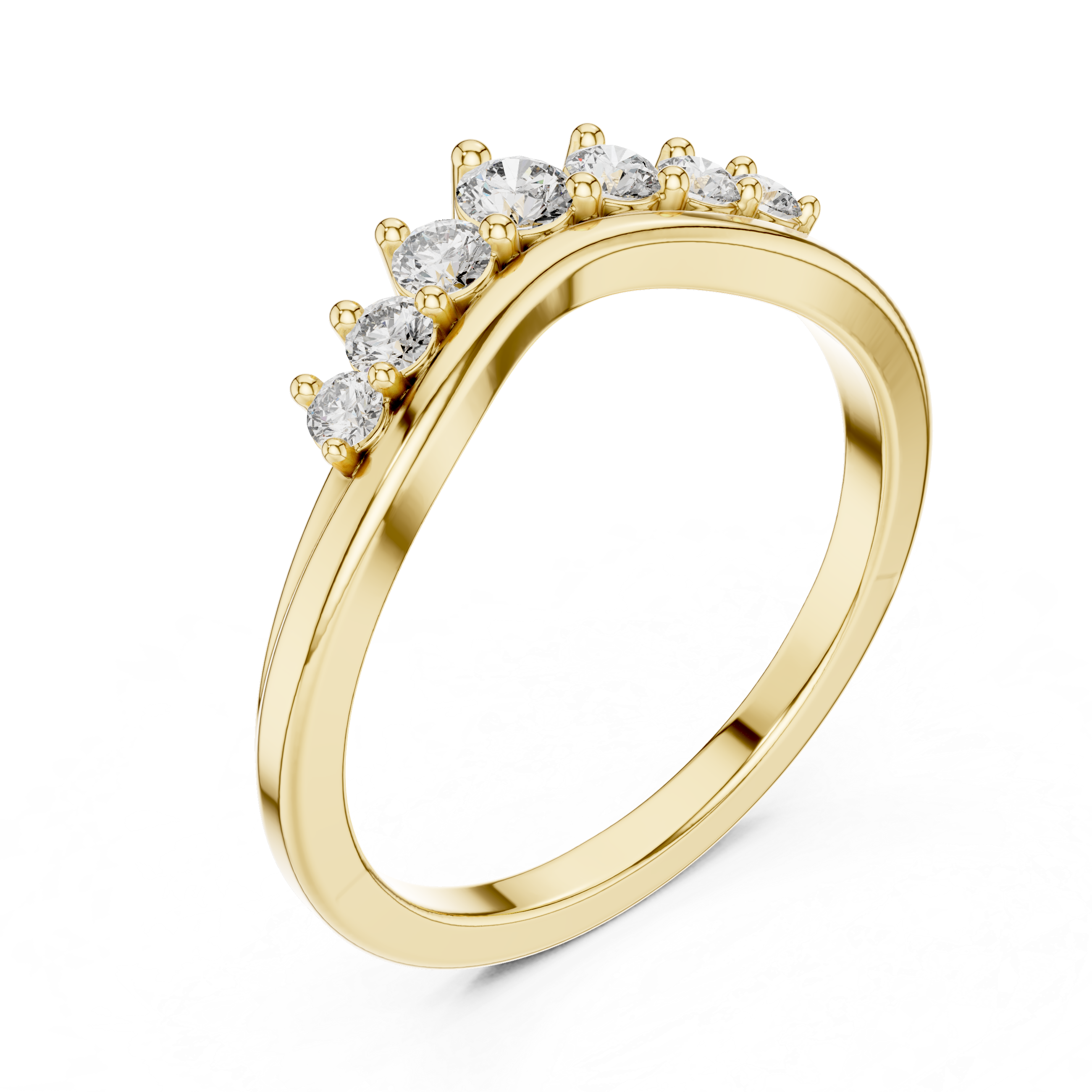 The Marino Ring - Seven Stone Graduated Diamond Curved Band