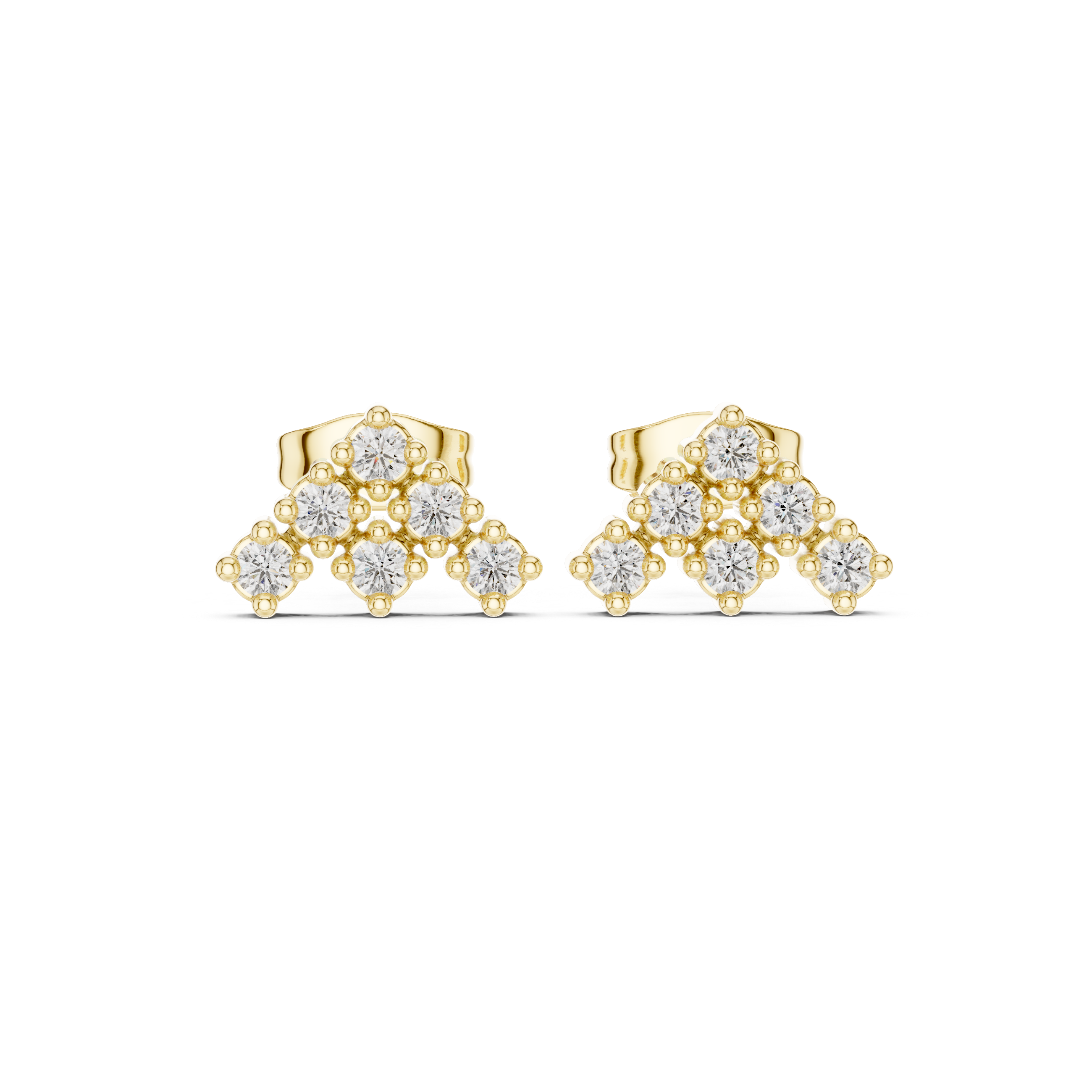 The Sunningdale Earrings - Chevron Cluster Diamond Studs