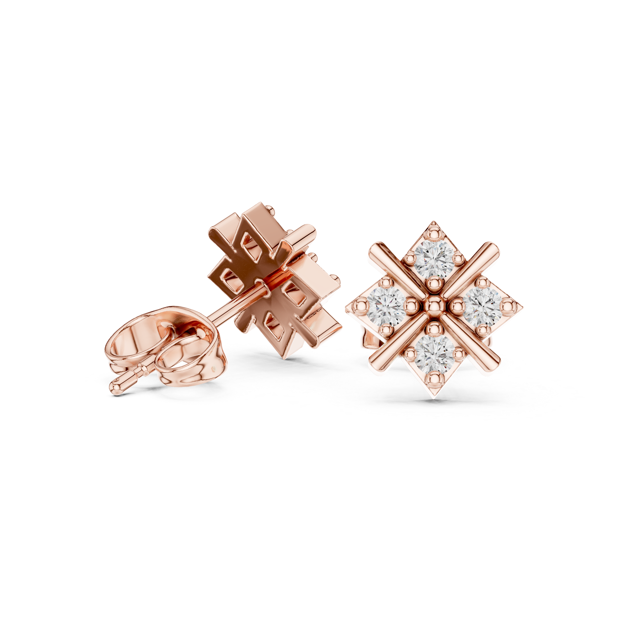 The Wentworth Earring - Geometric Quad-Prong Diamond Studs