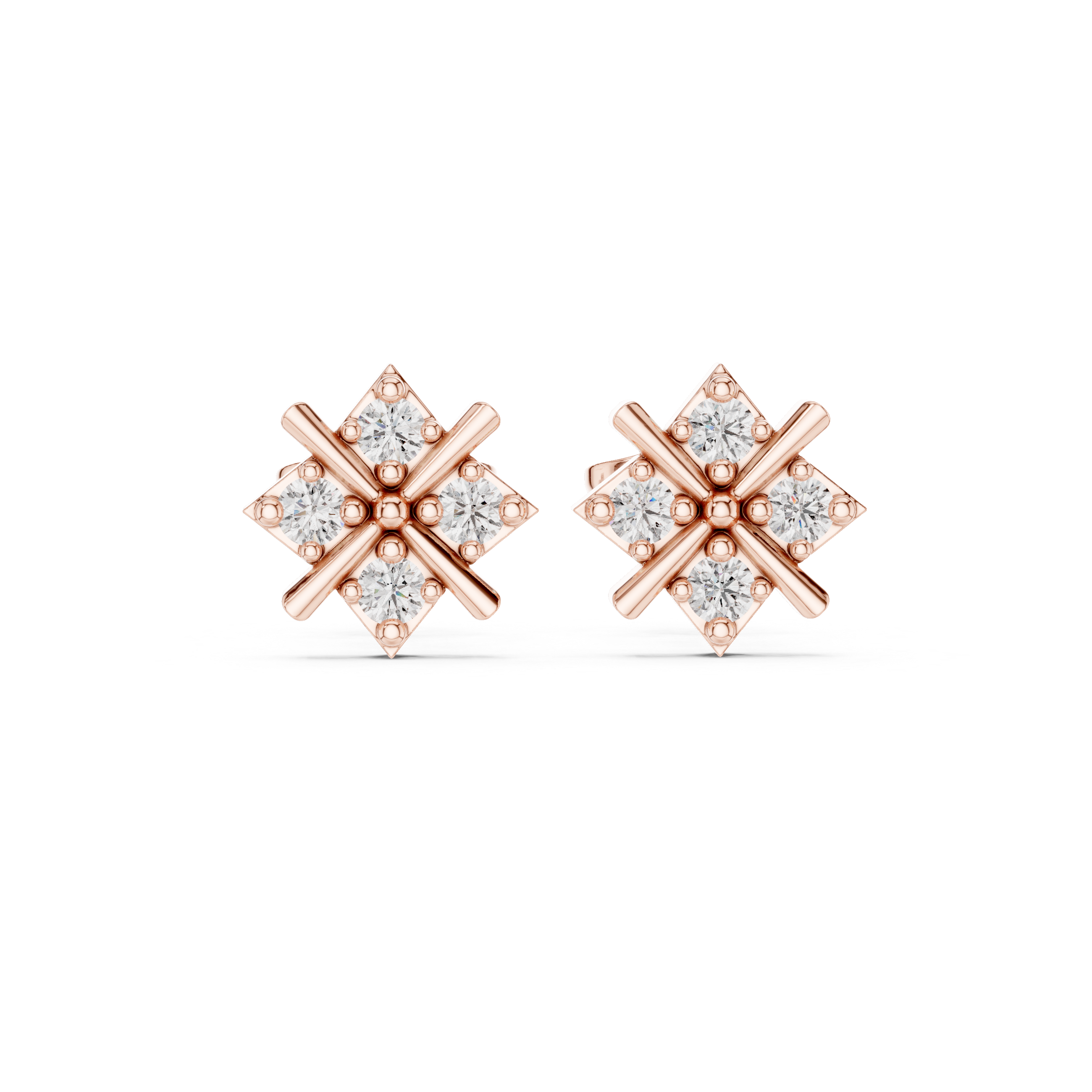 The Wentworth Earring - Geometric Quad-Prong Diamond Studs