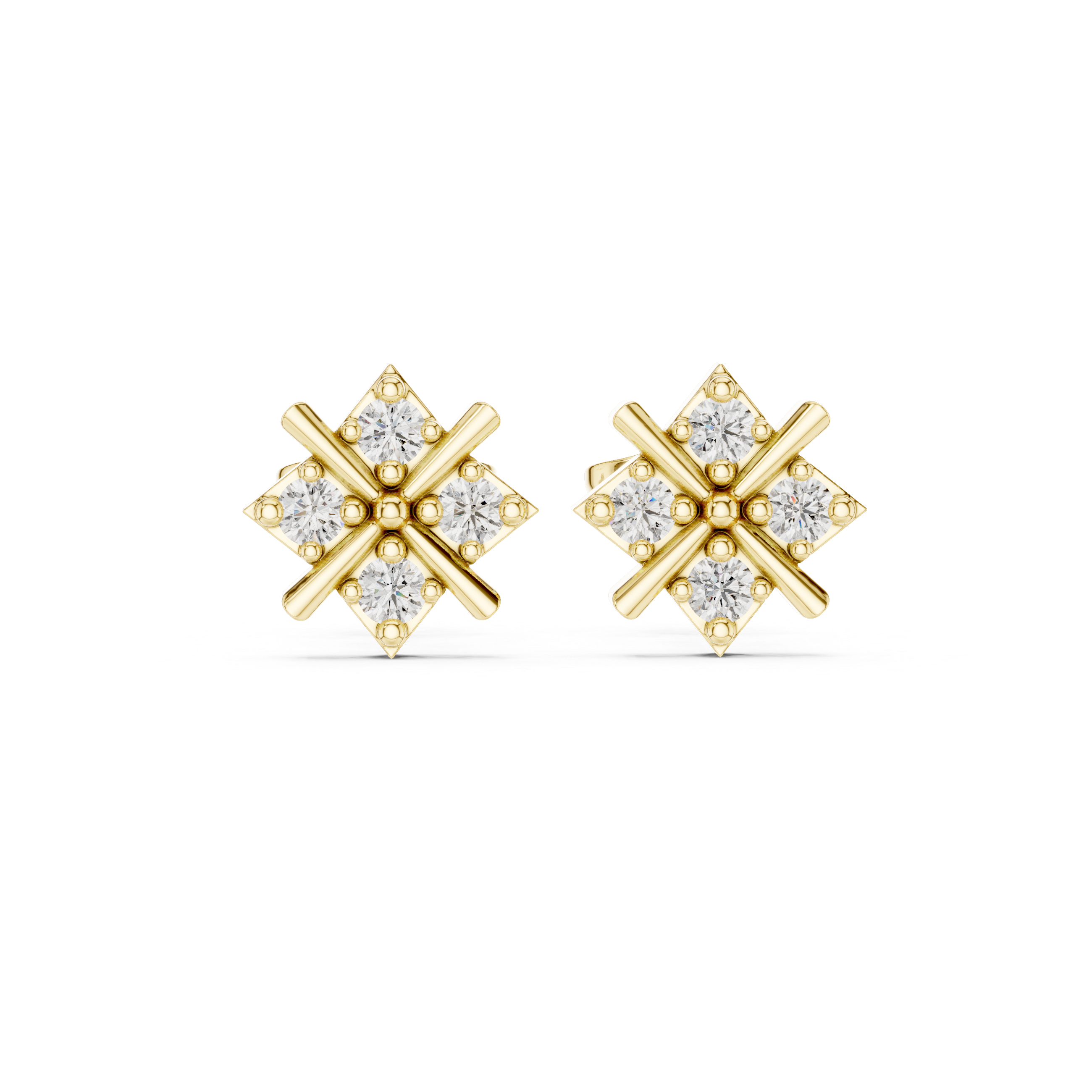 The Wentworth Earring - Geometric Quad-Prong Diamond Studs