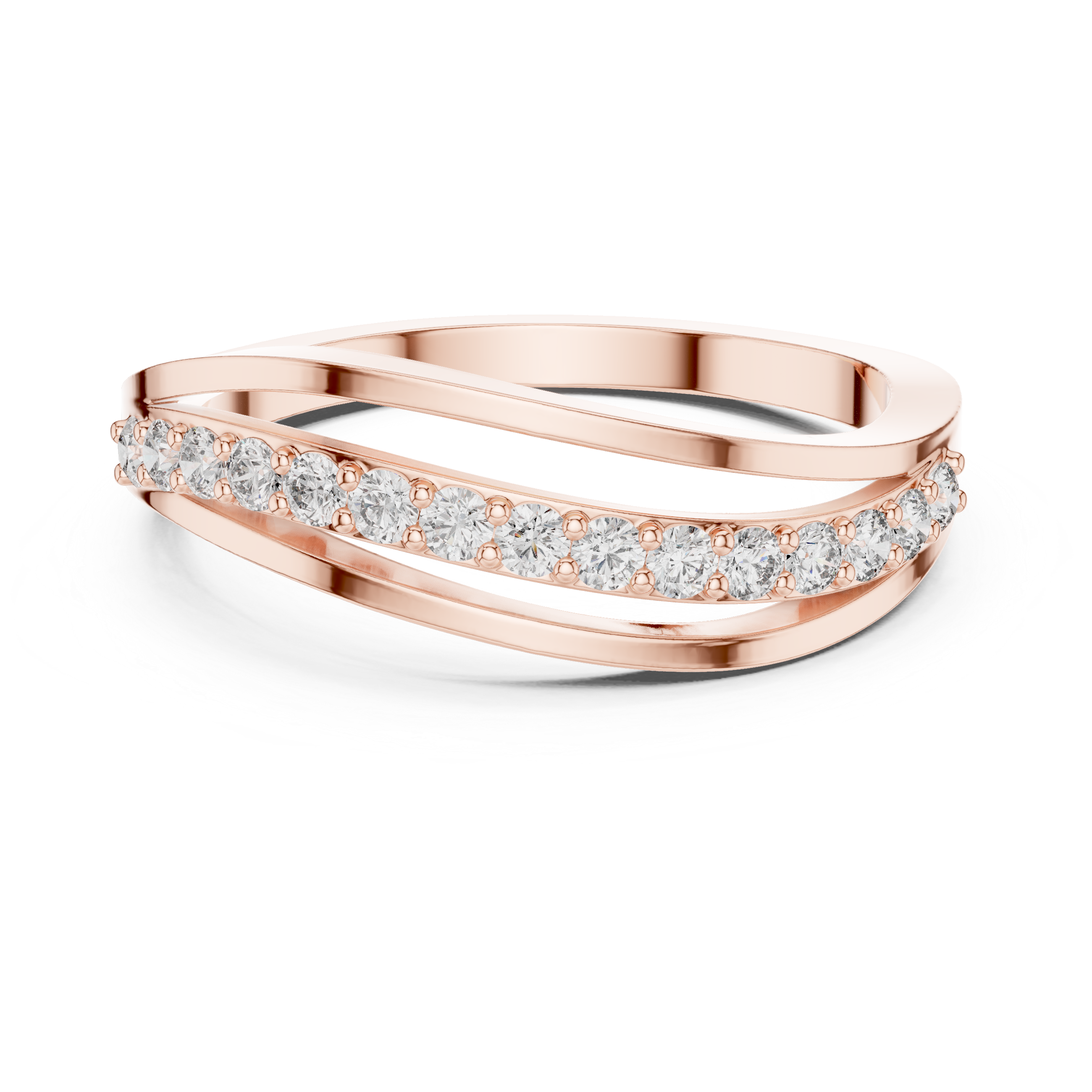 The La Moraleja Ring - Triple Split Shank Diamond Wave Band