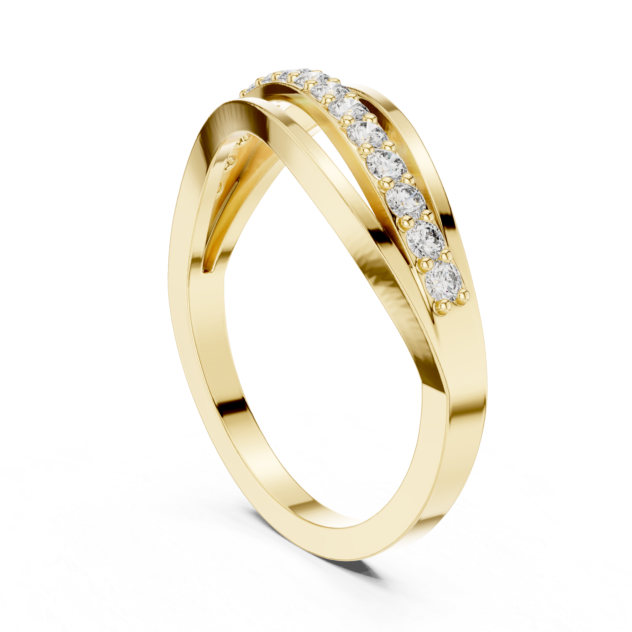 The La Moraleja Ring - Triple Split Shank Diamond Wave Band