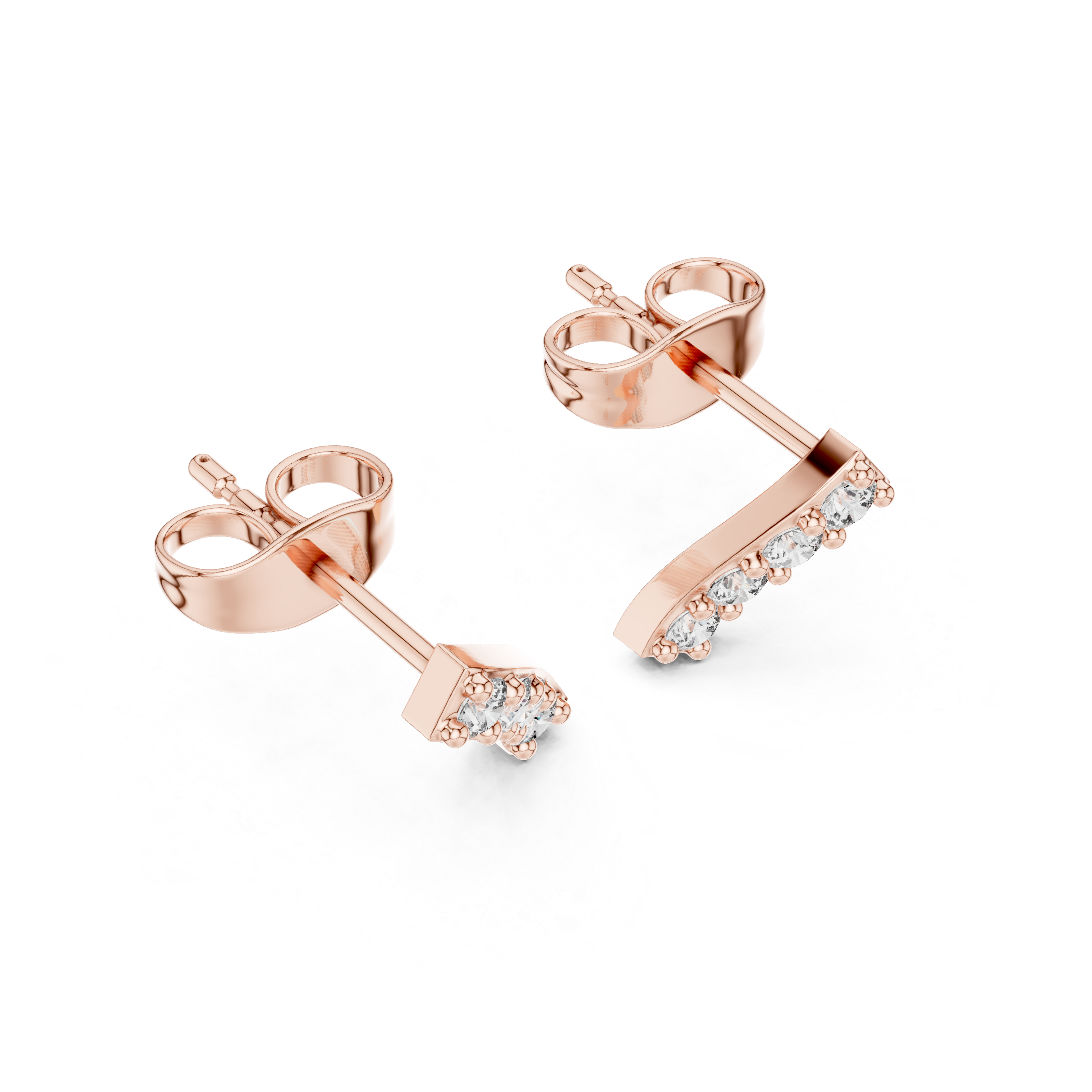 The Oxshott Earring - Curved Diamond Arc Studs