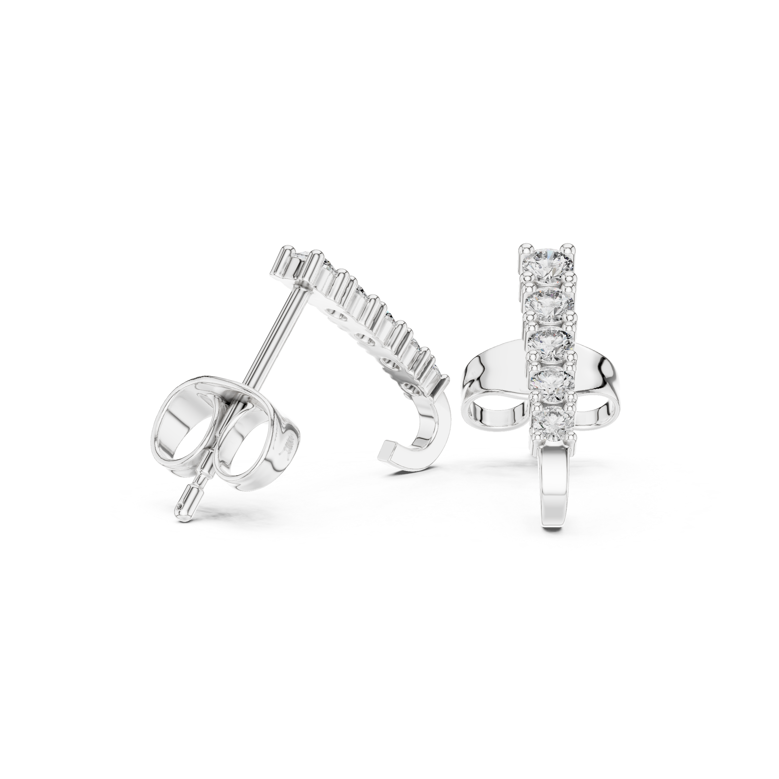 The Amersham Earring - Linear Graduated Diamond J-Hoops