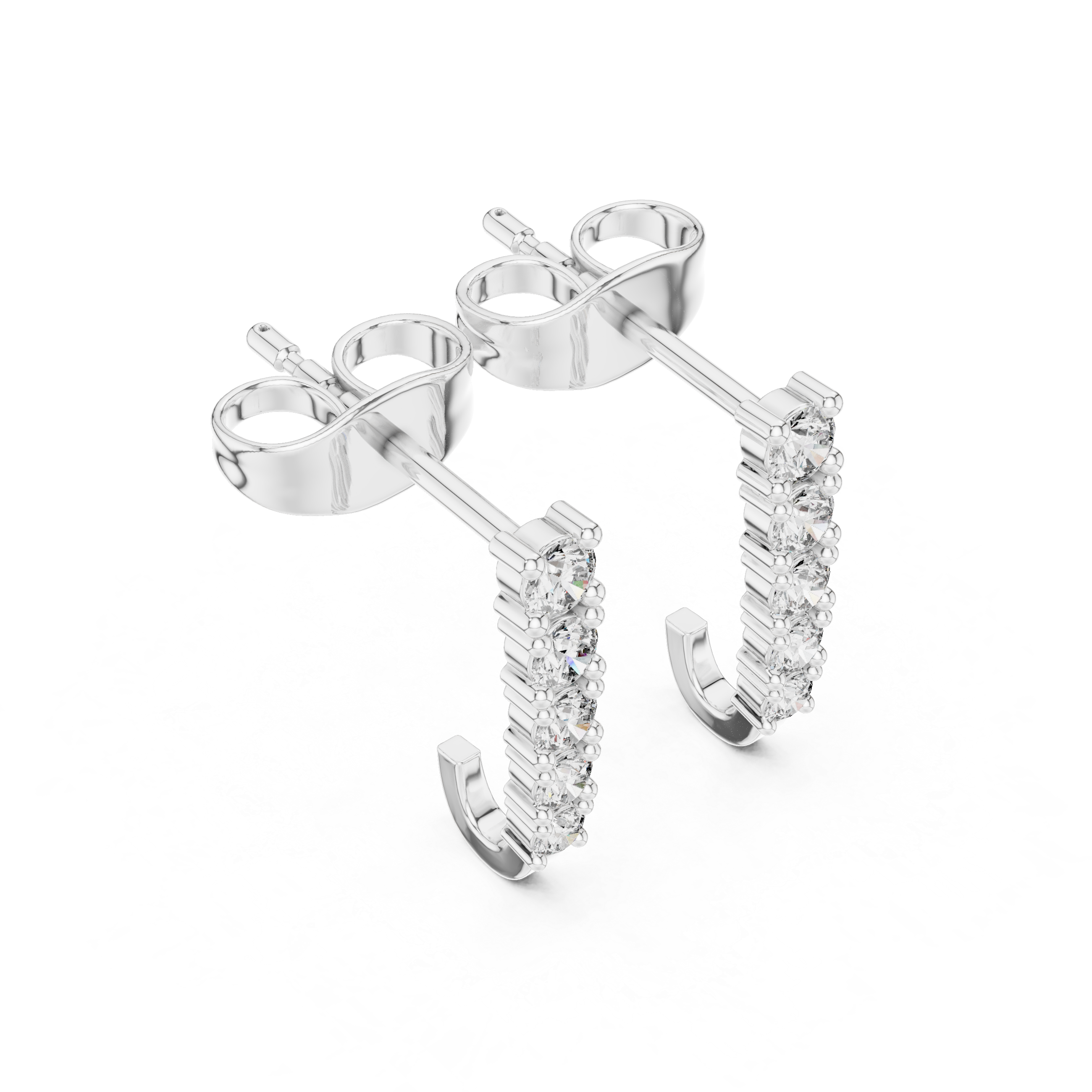 The Amersham Earring - Linear Graduated Diamond J-Hoops