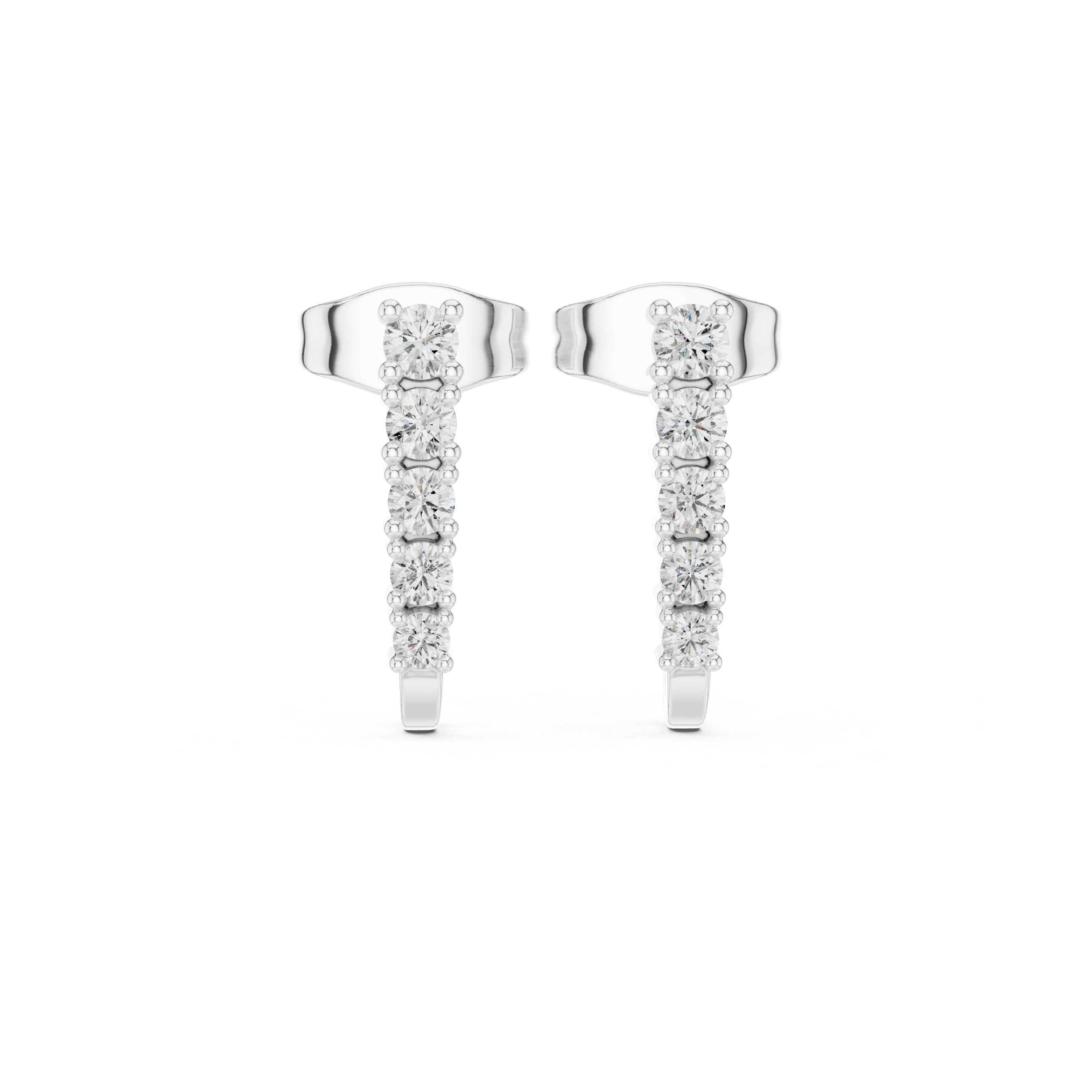 The Amersham Earring - Linear Graduated Diamond J-Hoops