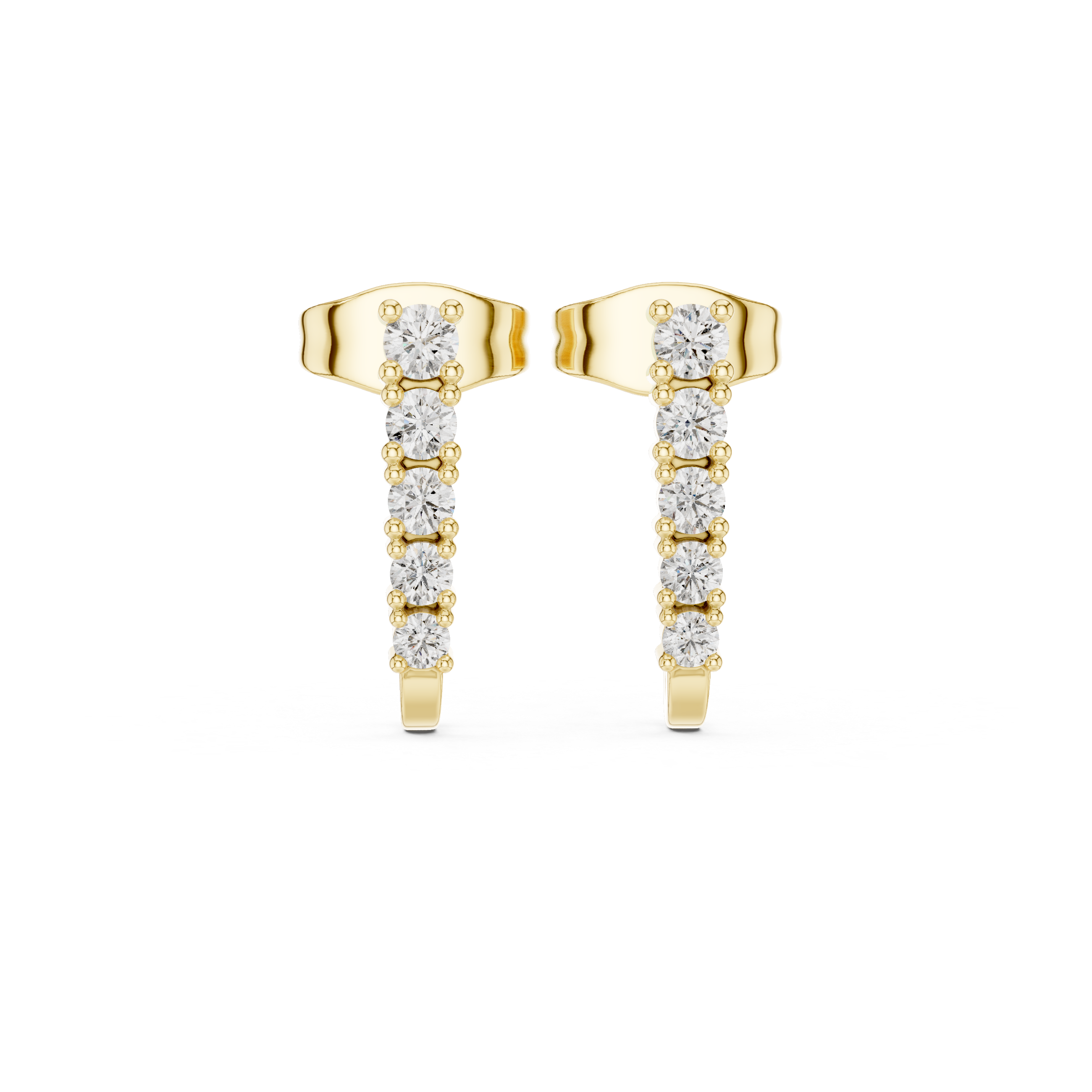 The Amersham Earring - Linear Graduated Diamond J-Hoops