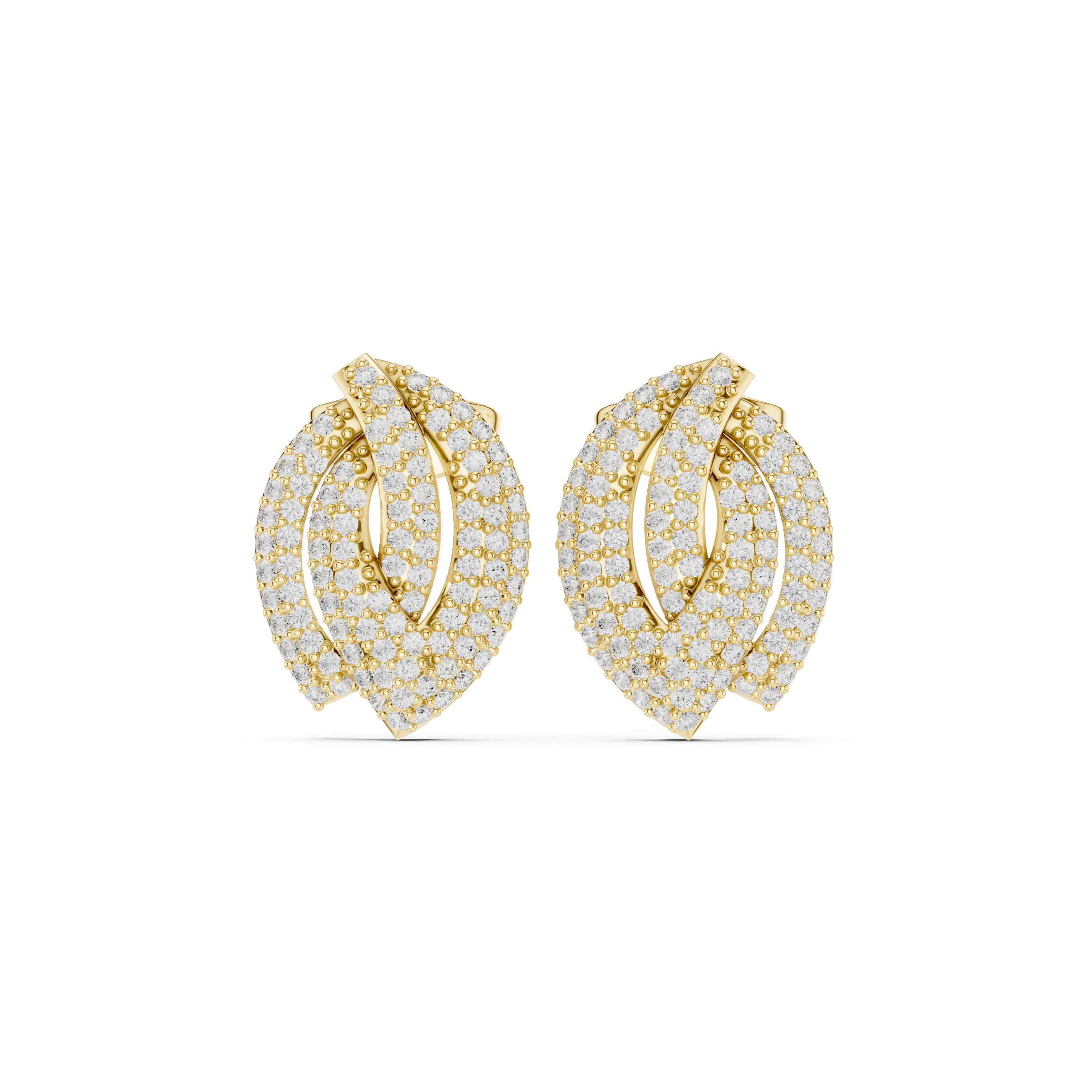 Muur Atelier Solid Gold Pave Diamond Leaf Studs