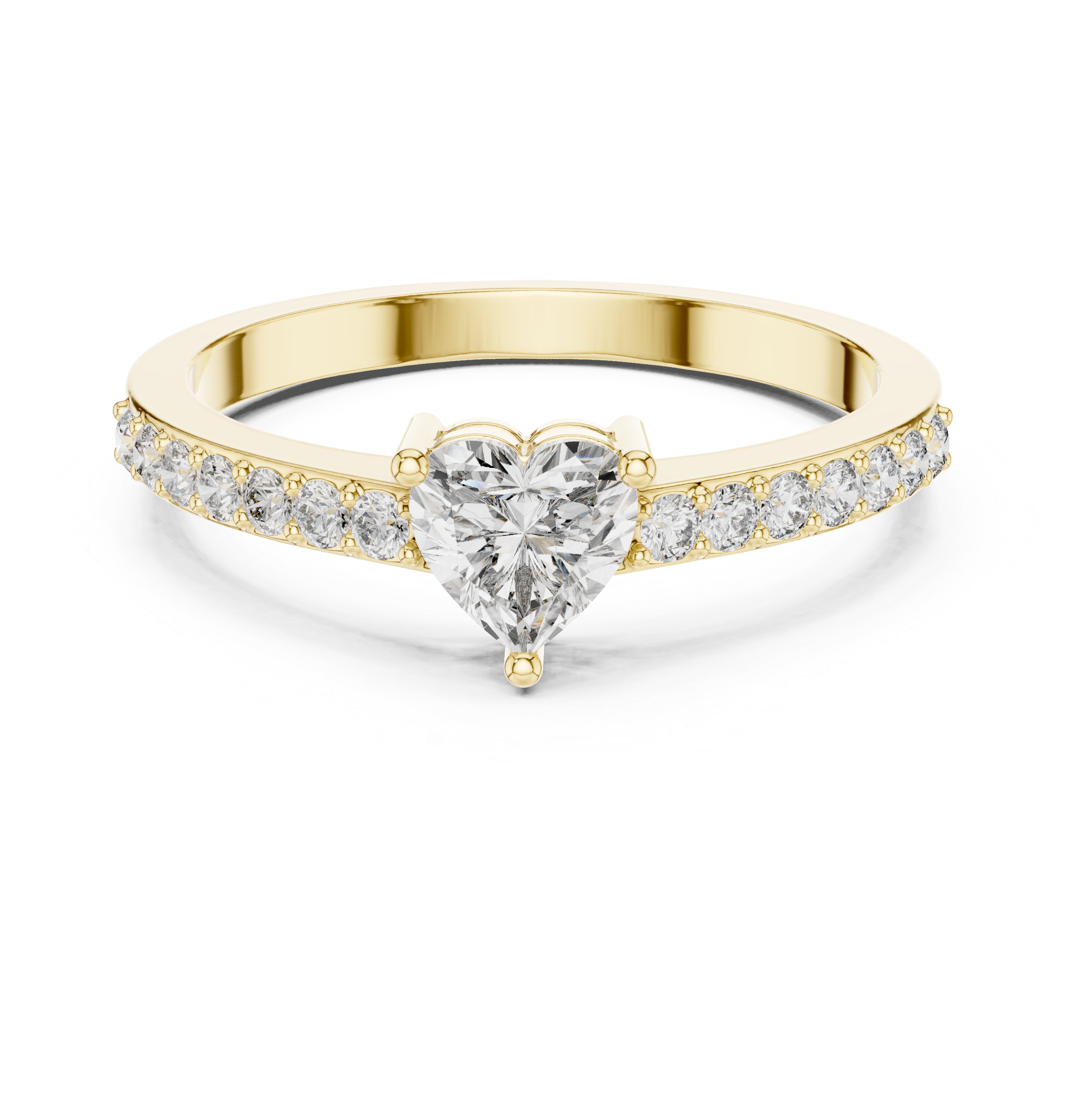 The Plungė Ring - Heart Cut Solitaire Pavé Engagement Ring