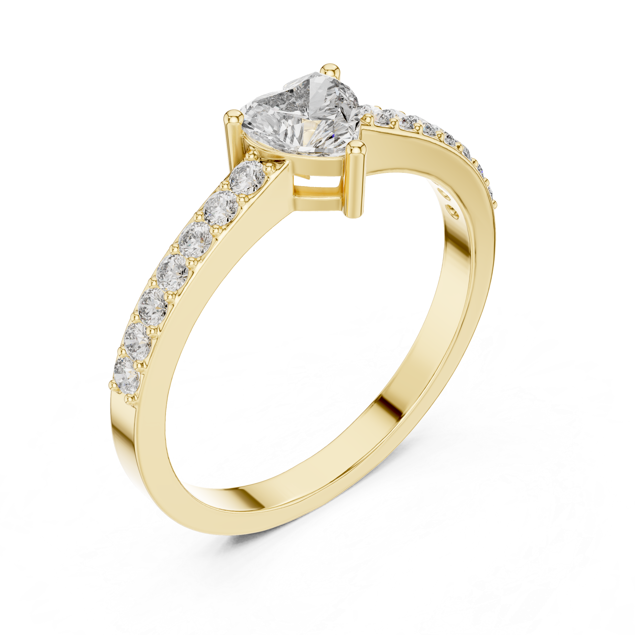 The Plungė Ring - Heart Cut Solitaire Pavé Engagement Ring