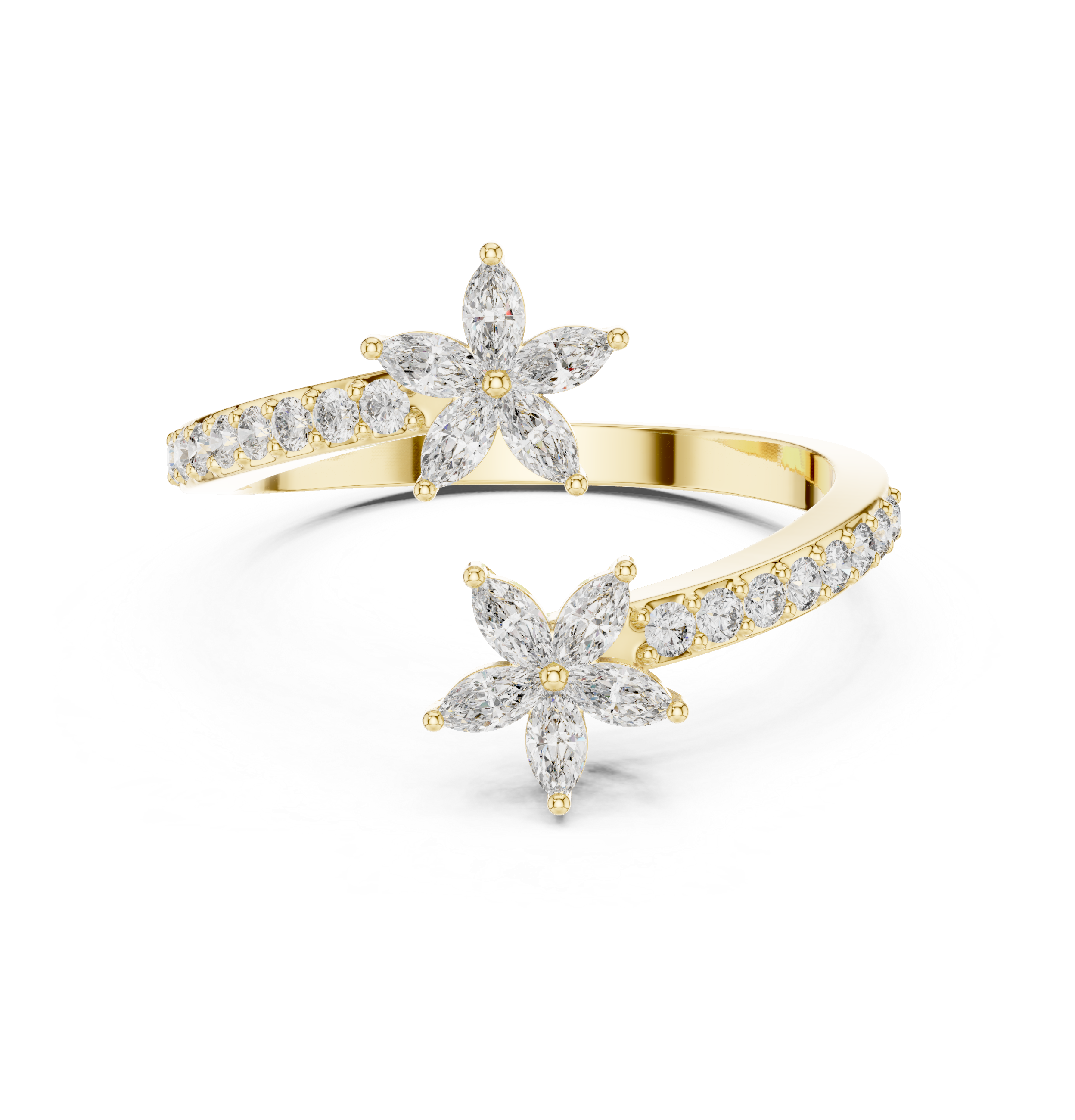 The Kretinga Ring - Marquise Cut Floral Bypass Ring