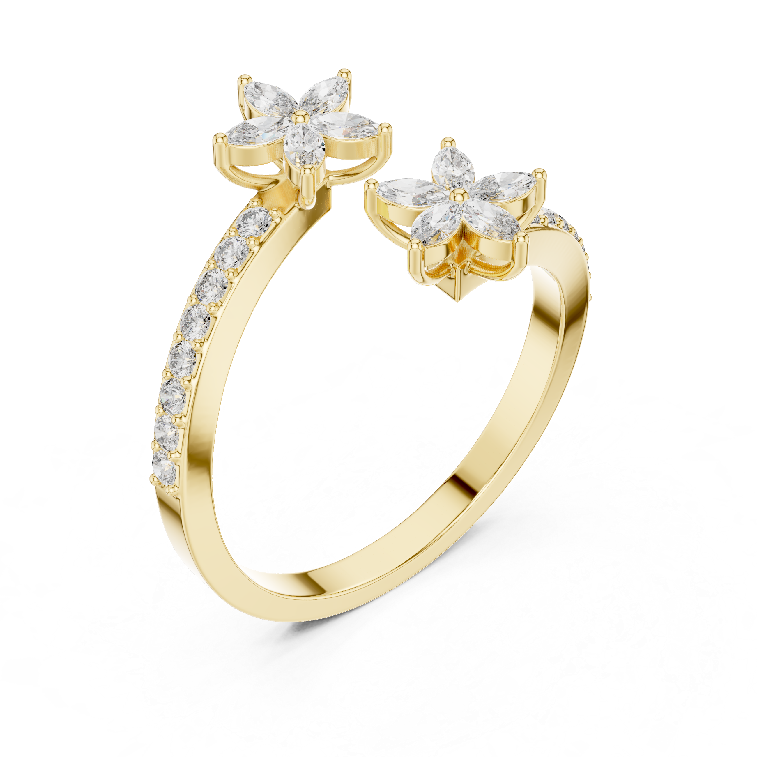 The Kretinga Ring - Marquise Cut Floral Bypass Ring