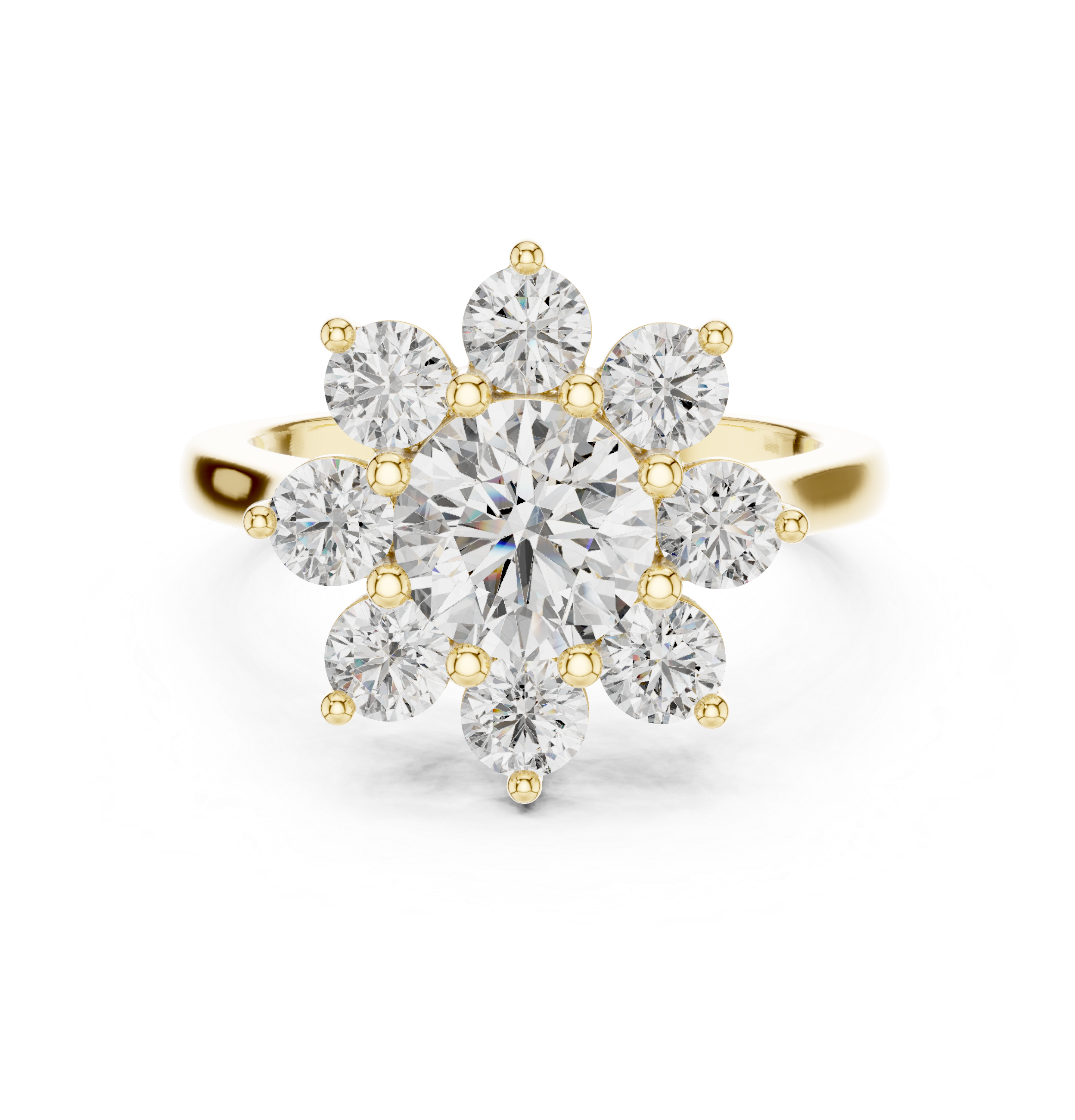 The Palanga Ring - Round Cut Floral Sunburst Halo Engagement Ring