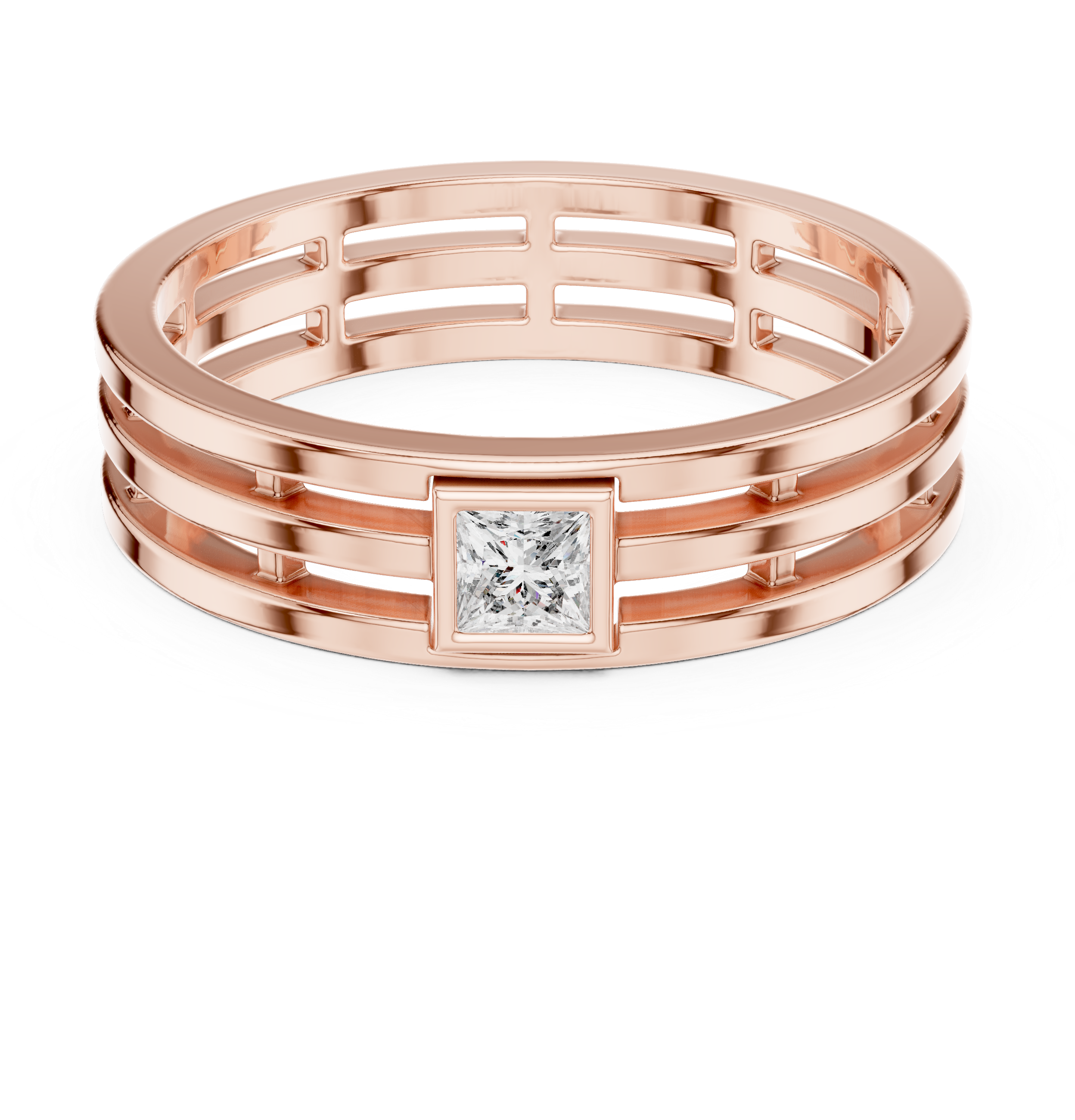 The Jonava Ring - Princess Cut Bezel Set Industrial Band