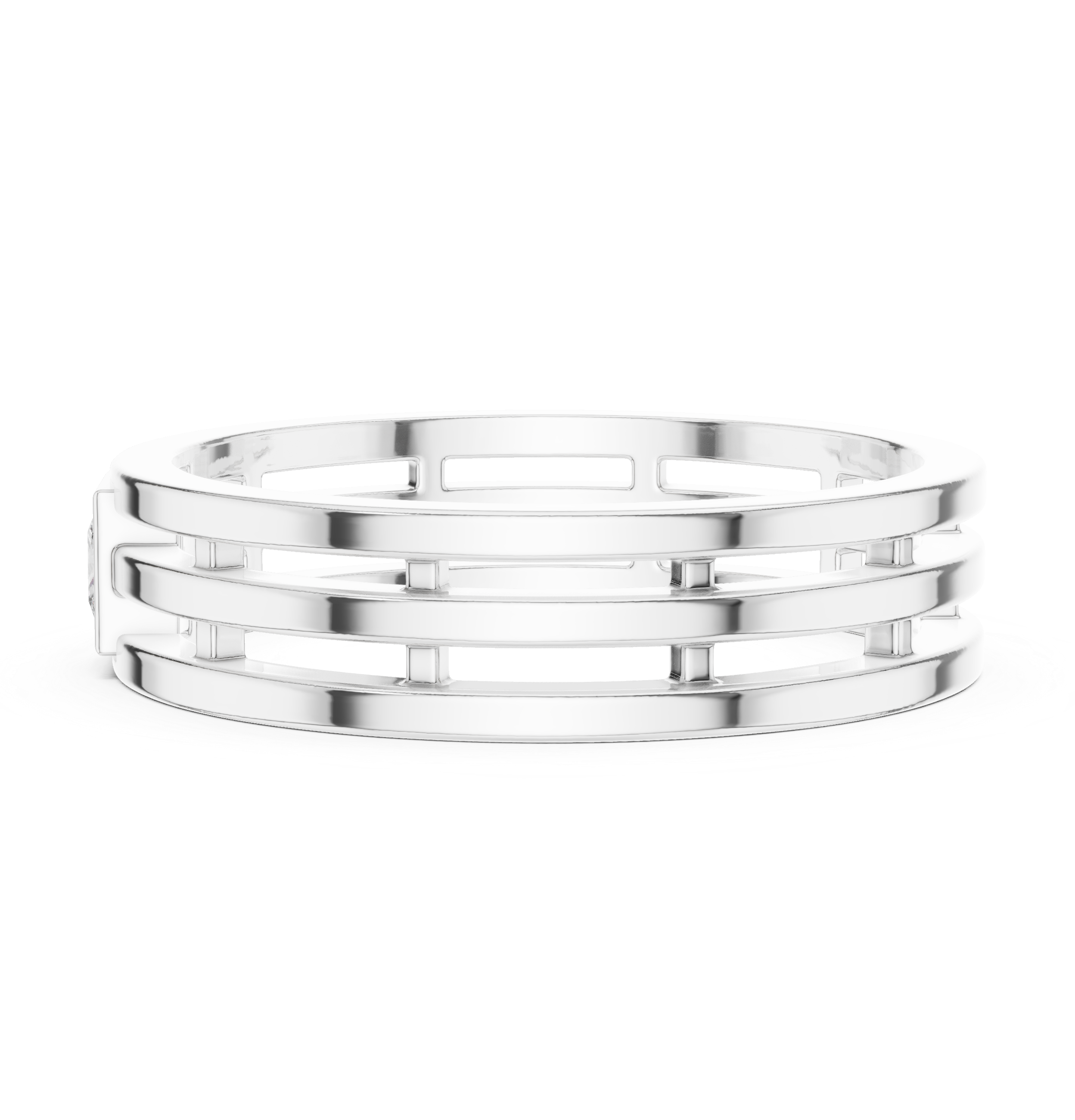 The Jonava Ring - Princess Cut Bezel Set Industrial Band