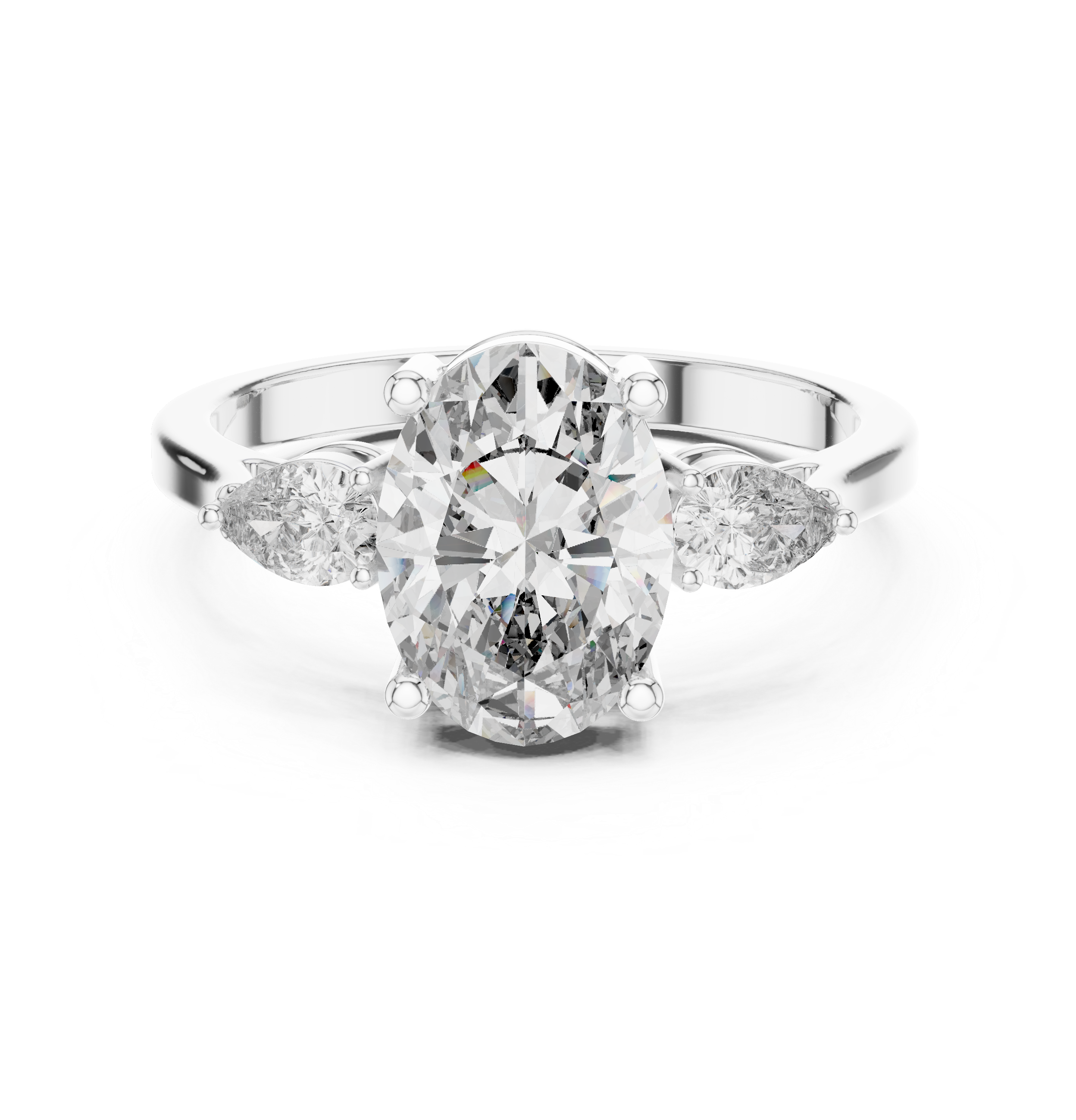 The Marijampolė Ring - Oval & Pear Cut Three-Stone Trinity Engagement Ring