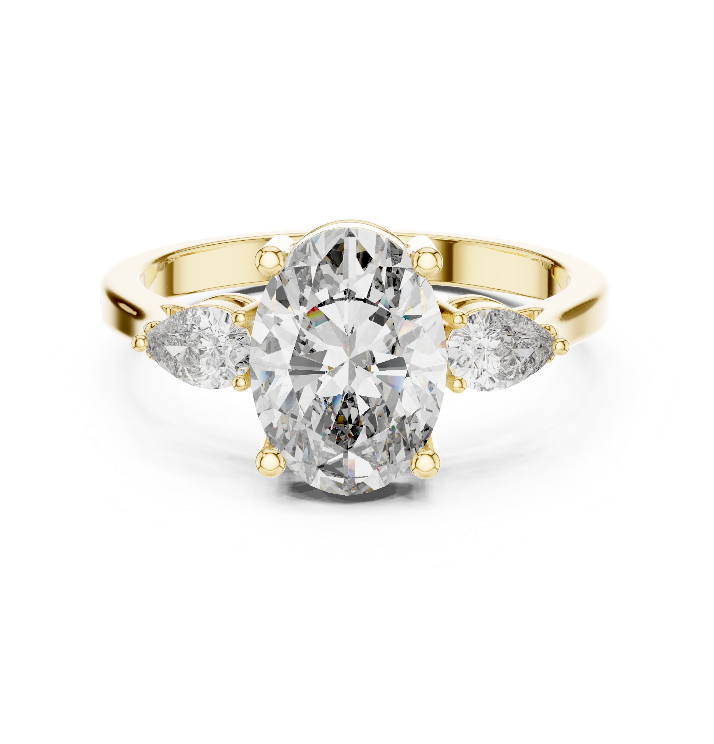 The Marijampolė Ring - Oval & Pear Cut Three-Stone Trinity Engagement Ring