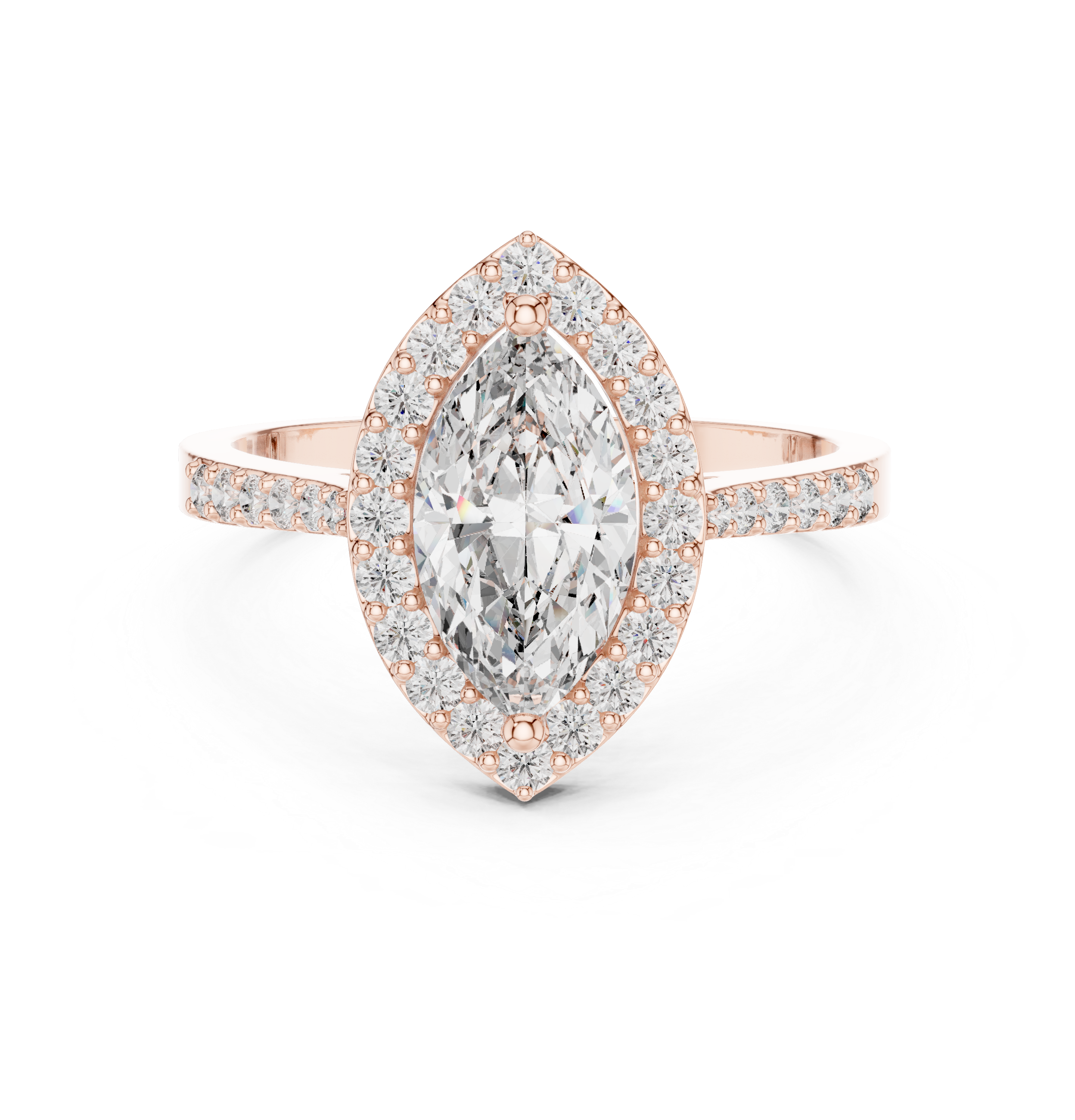 The Mikkeli Ring - Marquise Cut Halo Pavé Diamond Ring