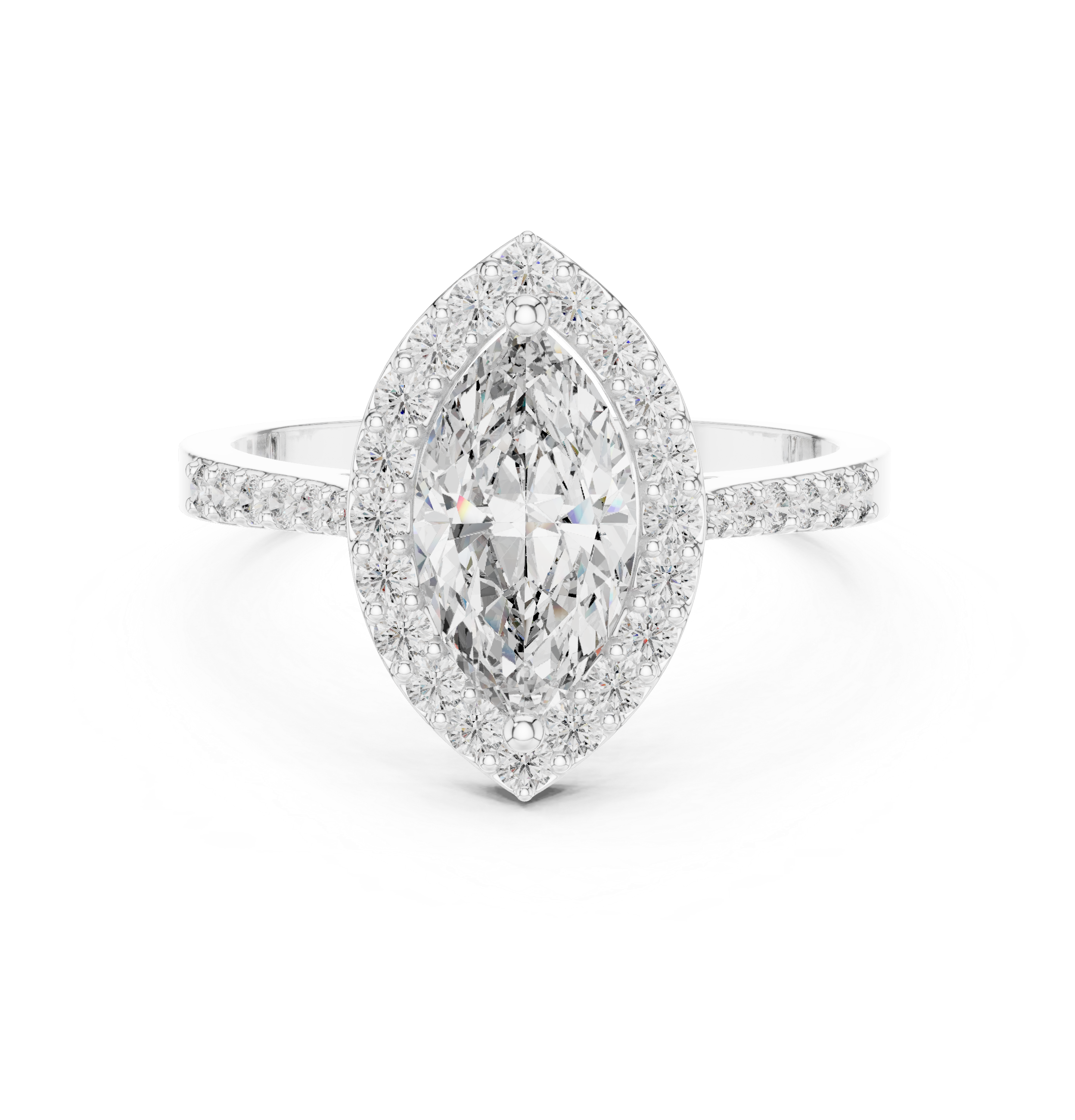 The Mikkeli Ring - Marquise Cut Halo Pavé Diamond Ring