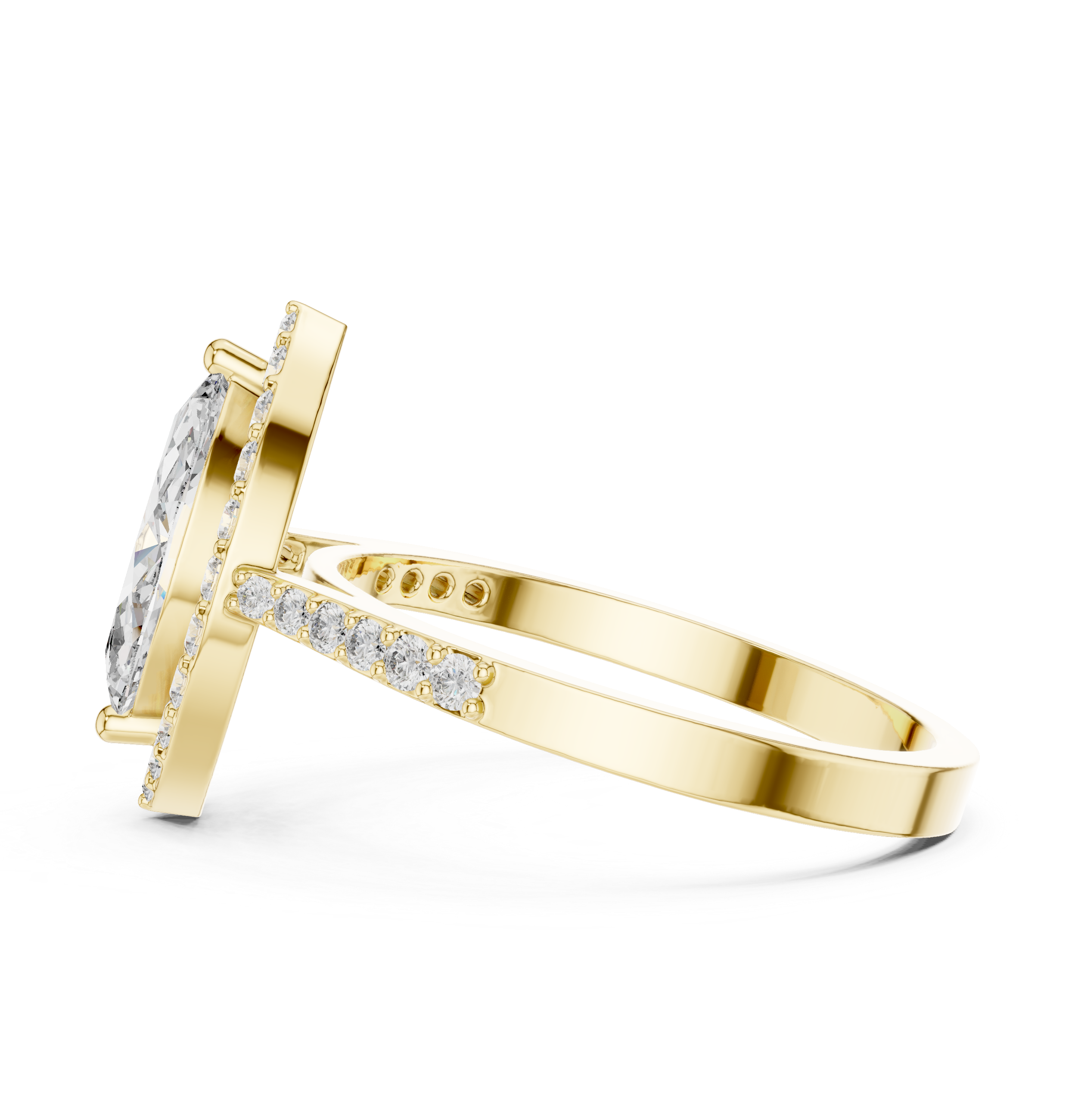 The Mikkeli Ring - Marquise Cut Halo Pavé Diamond Ring