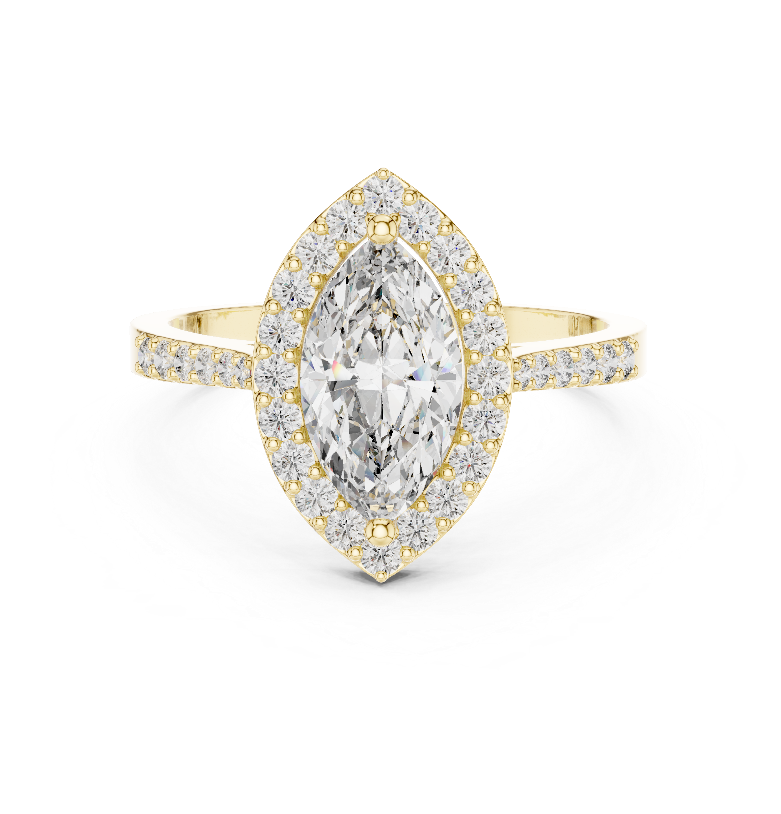 The Mikkeli Ring - Marquise Cut Halo Pavé Diamond Ring