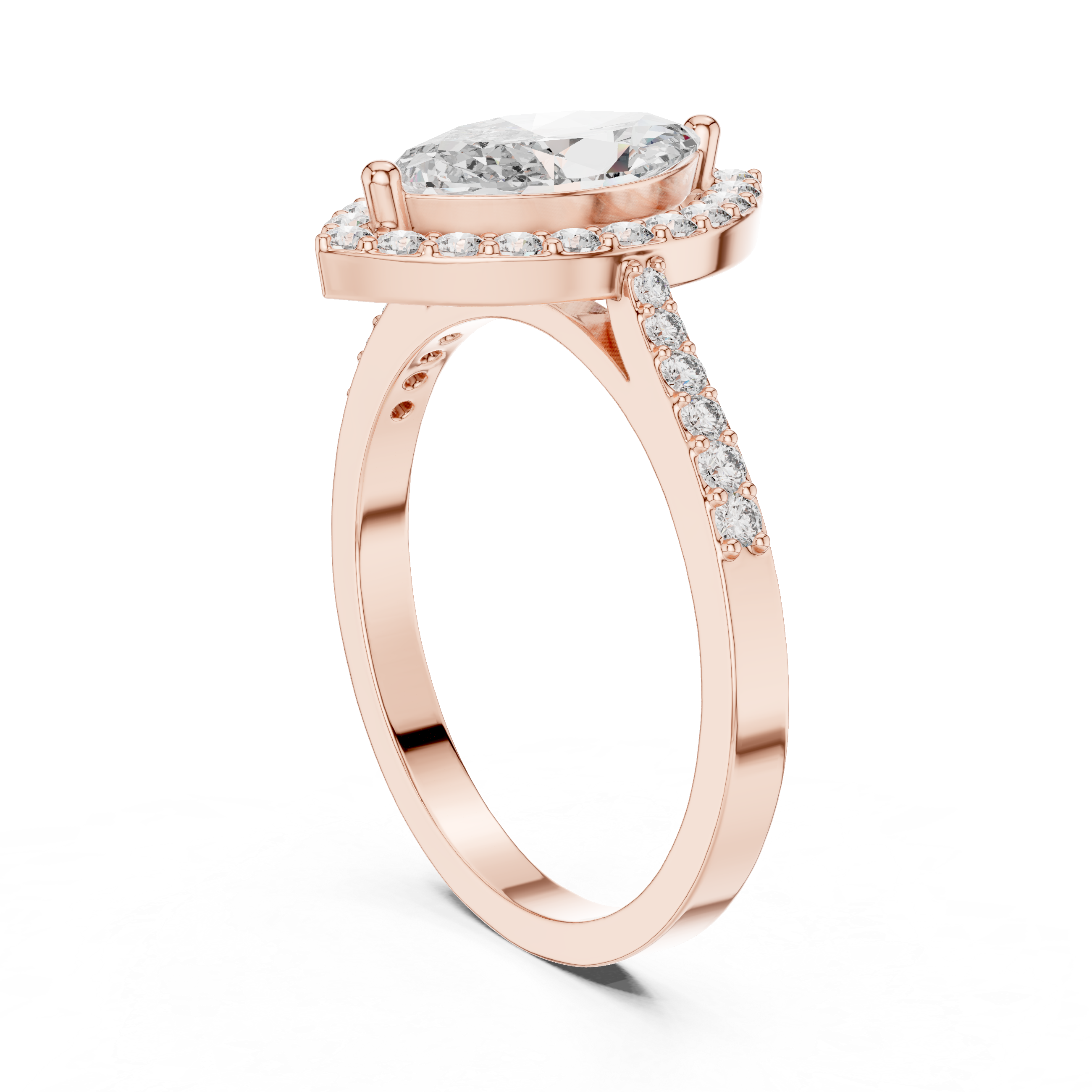 The Mikkeli Ring - Marquise Cut Halo Pavé Diamond Ring