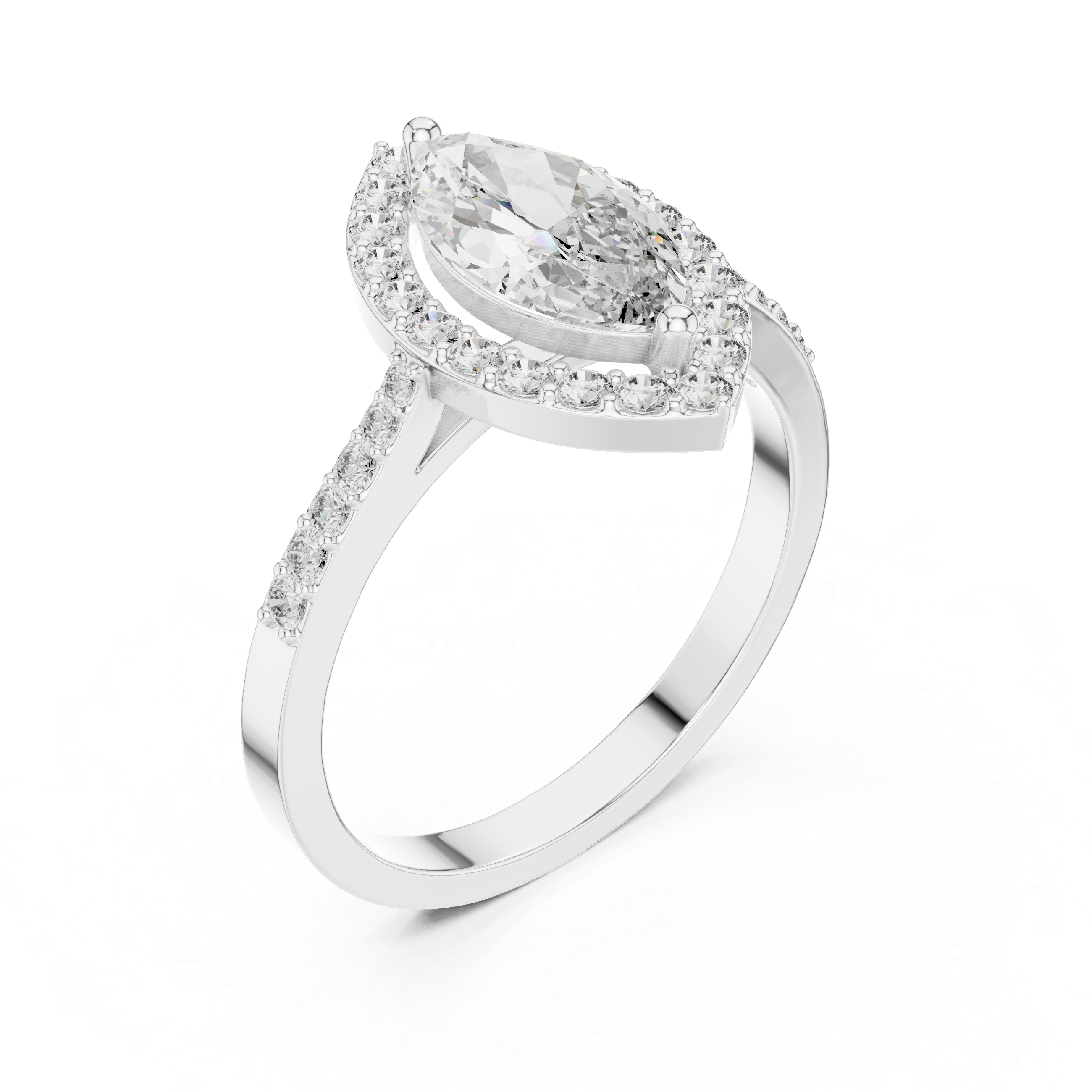The Mikkeli Ring - Marquise Cut Halo Pavé Diamond Ring