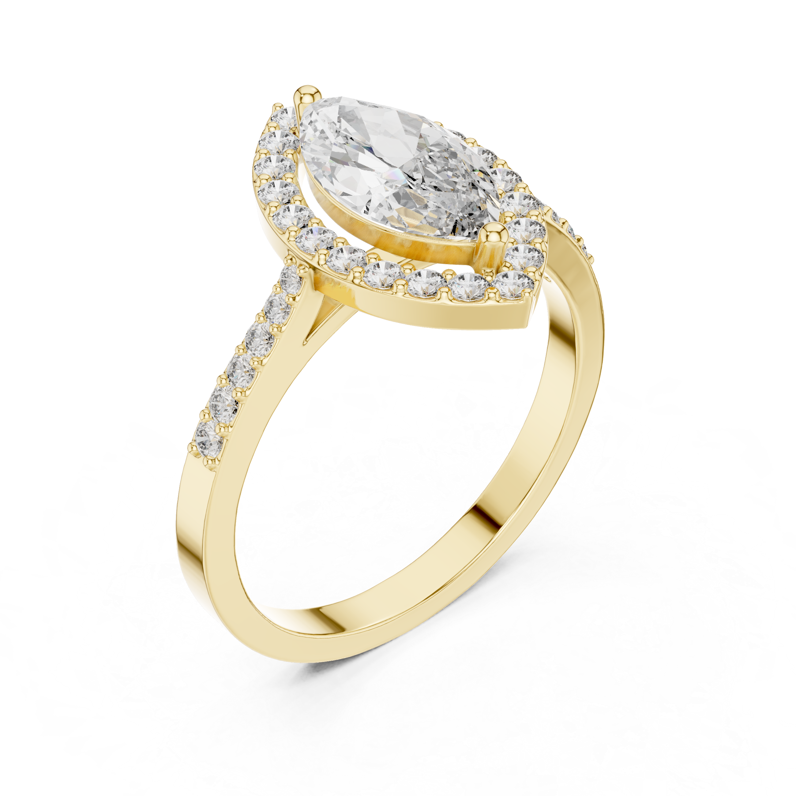 The Mikkeli Ring - Marquise Cut Halo Pavé Diamond Ring