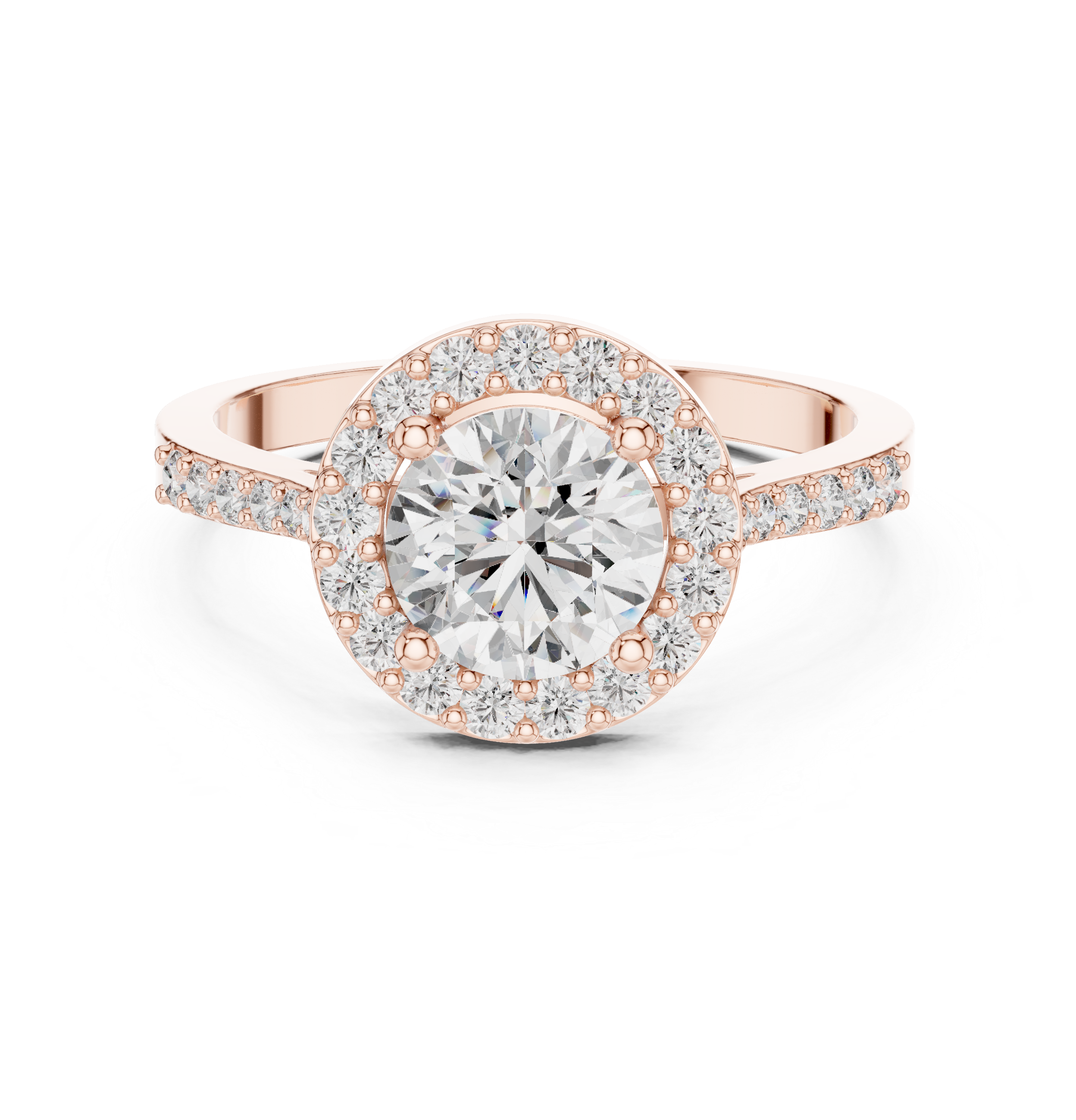 The Joensuu Ring - Round Cut Halo Pavé Diamond Ring