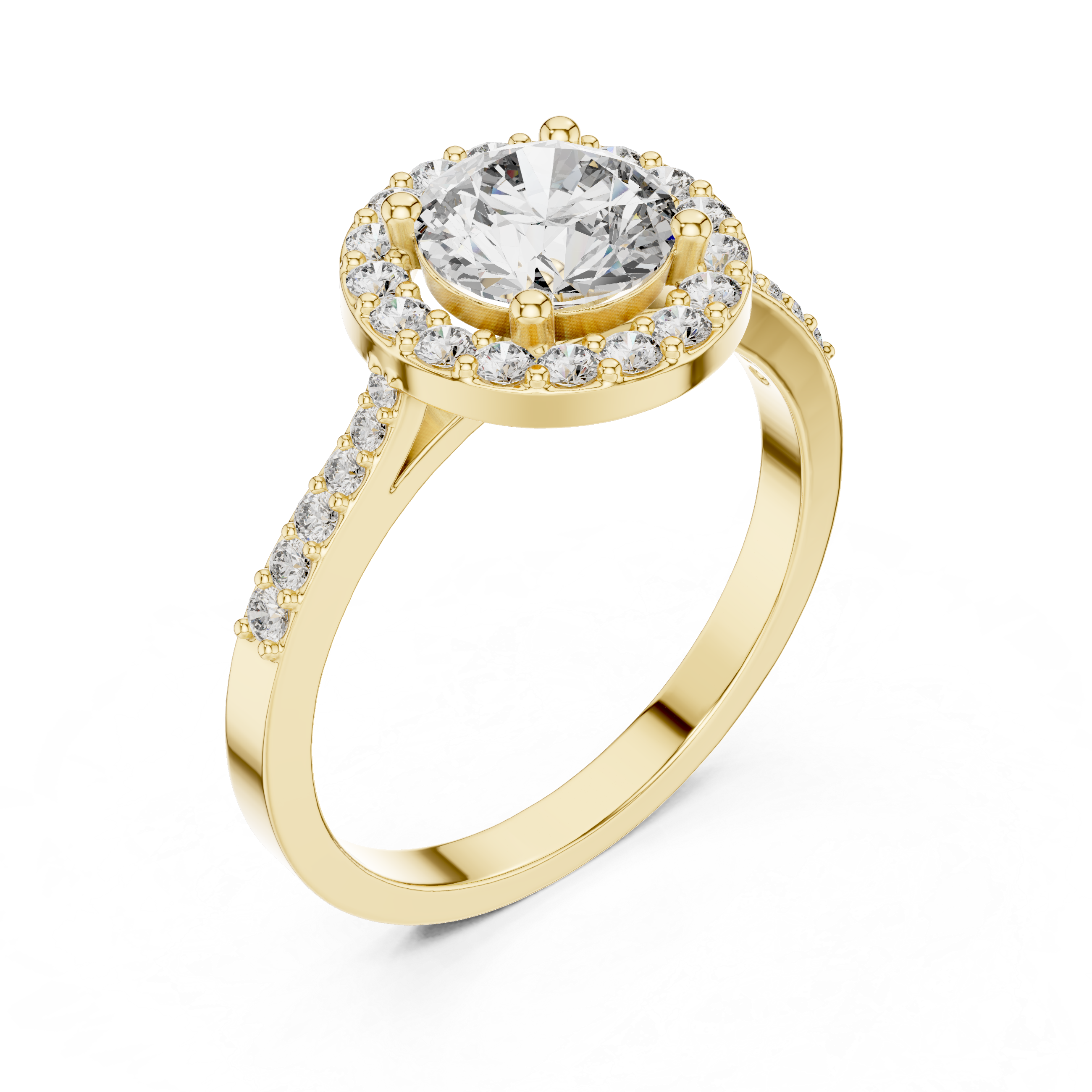 The Joensuu Ring - Round Cut Halo Pavé Diamond Ring