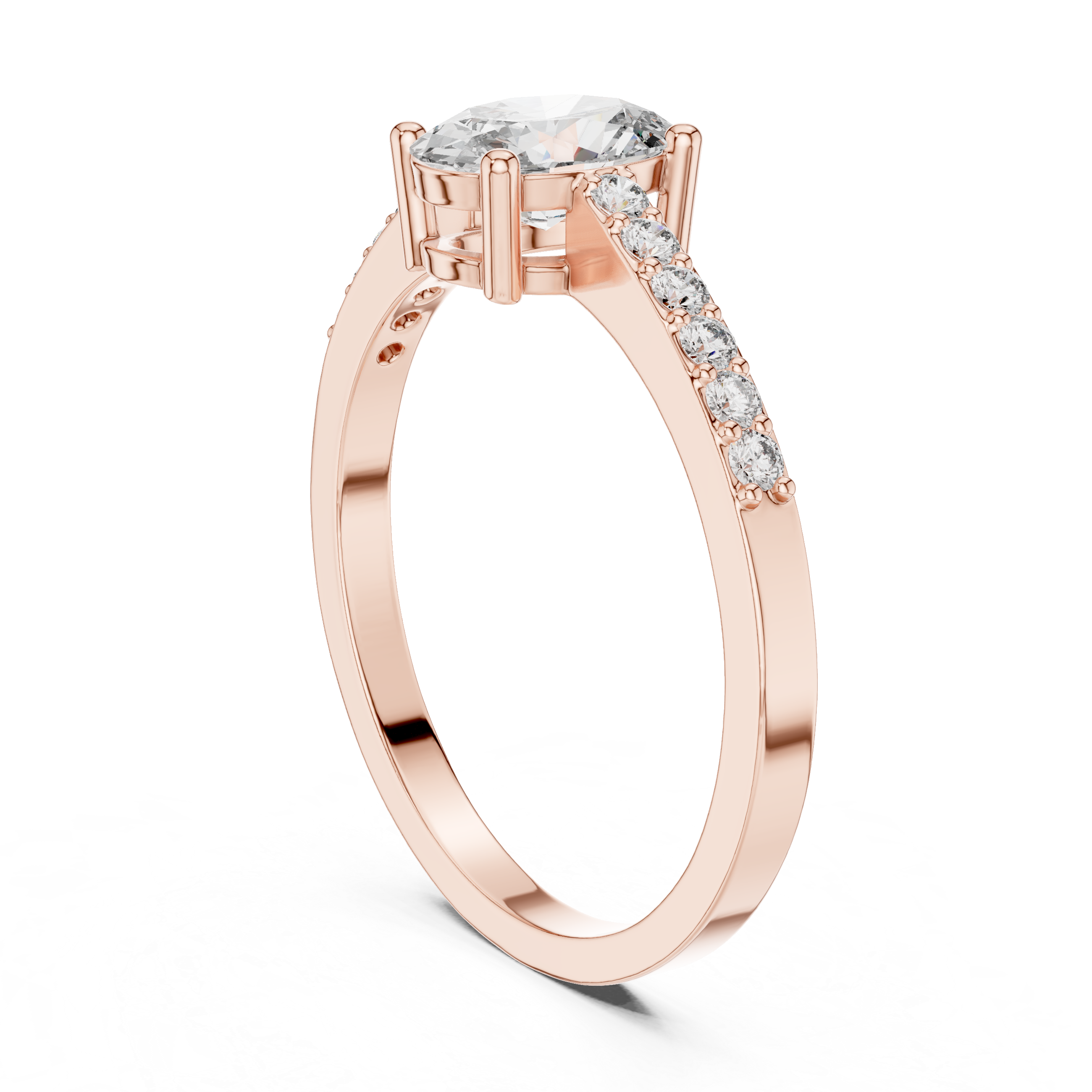 The Imatra Ring - Oval Cut Solitaire Pavé Engagement Ring