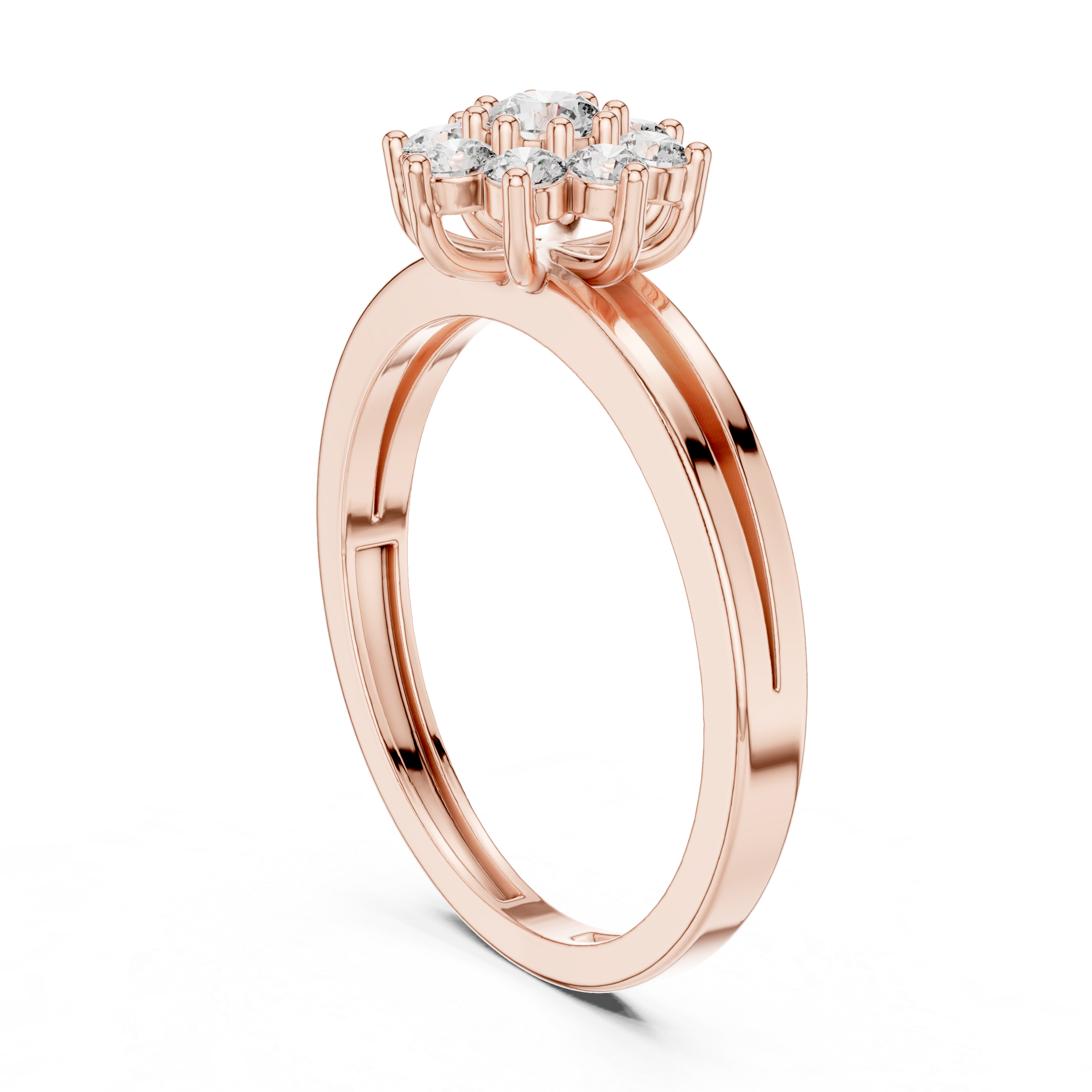The Kuopio Ring - Round Cut Floral Cluster Split Shank Ring