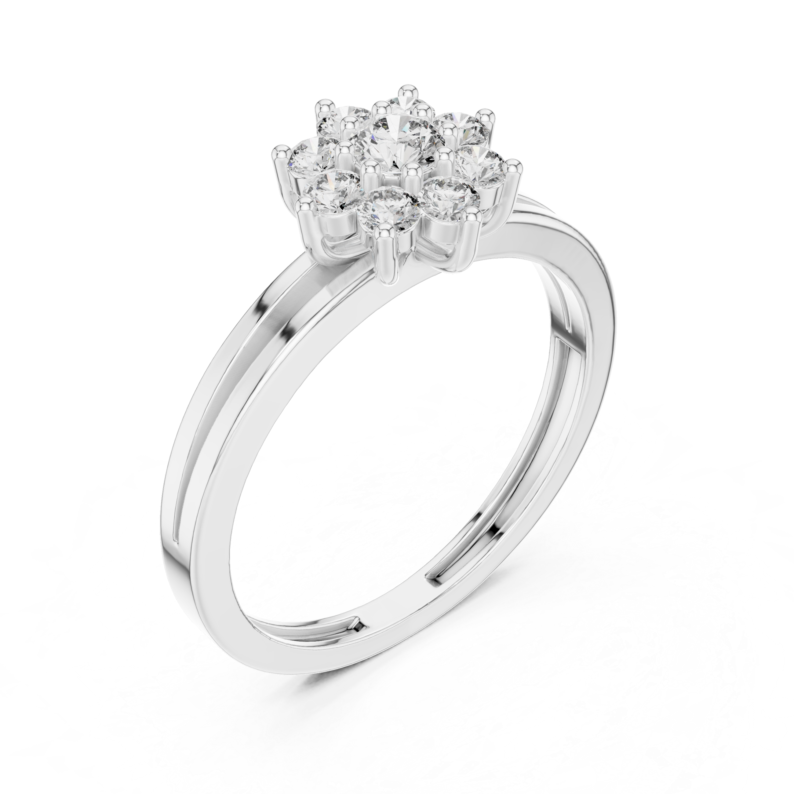 The Kuopio Ring - Round Cut Floral Cluster Split Shank Ring