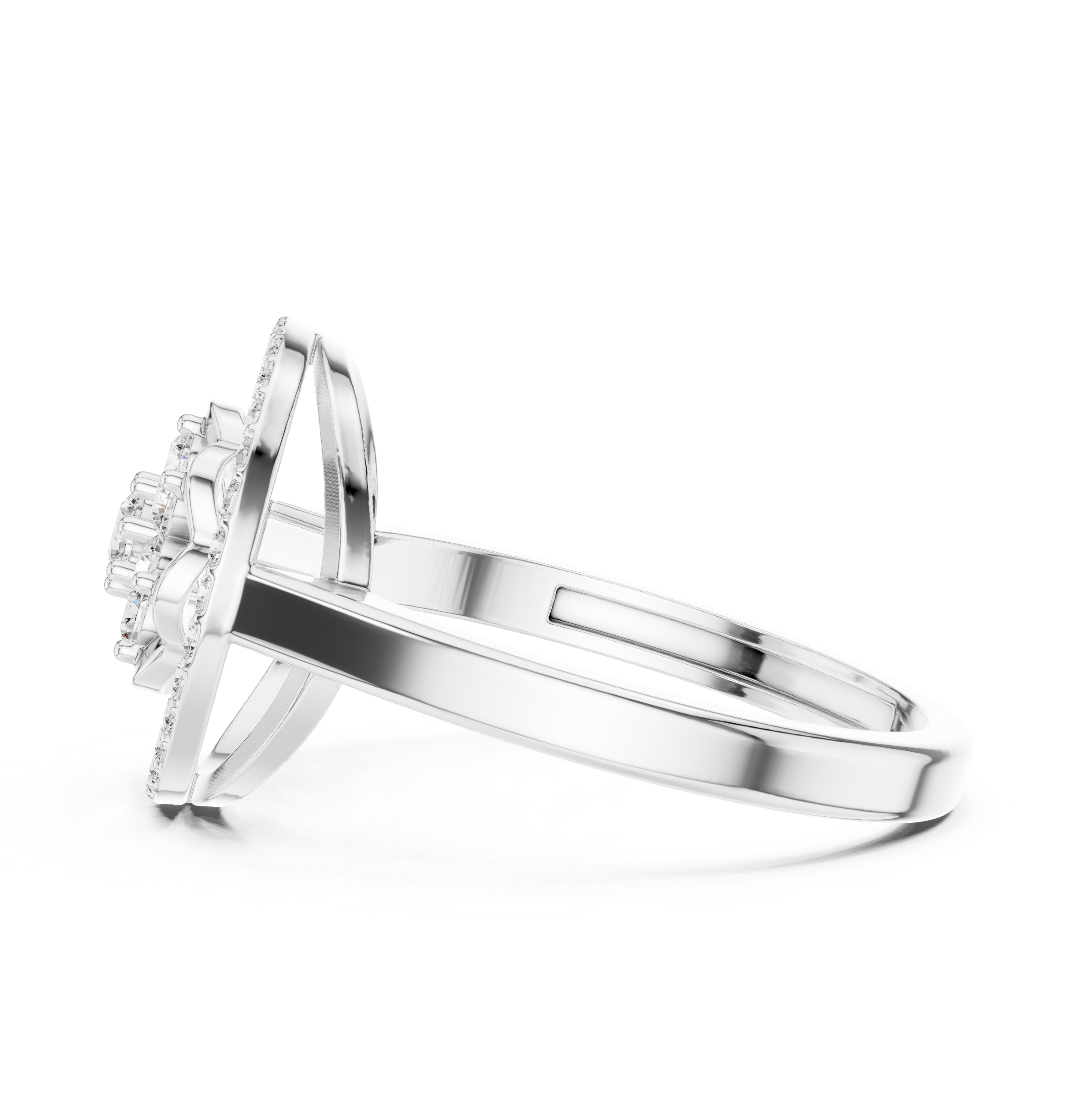 The Pori Ring - Round Cut Floating Floral Orbit Diamond Ring