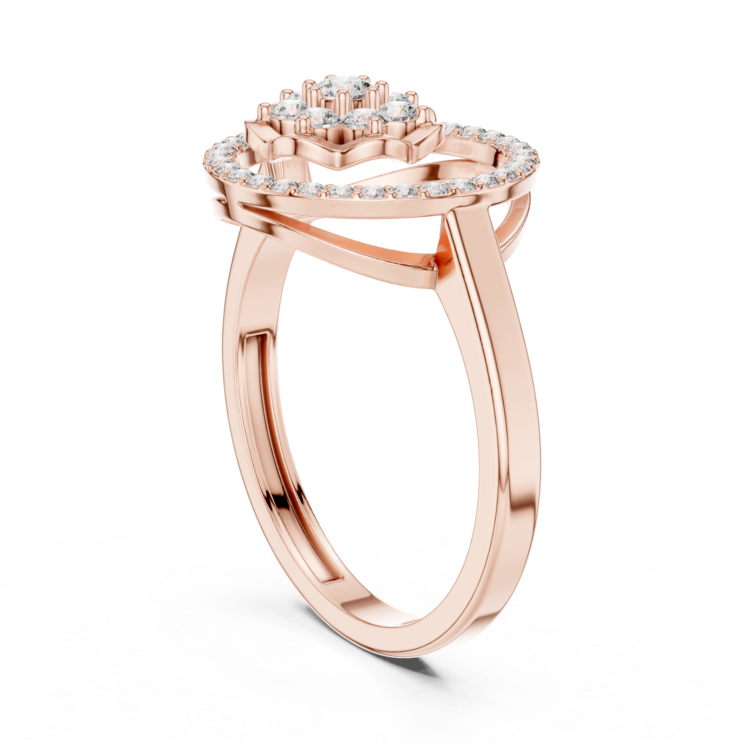 The Pori Ring - Round Cut Floating Floral Orbit Diamond Ring